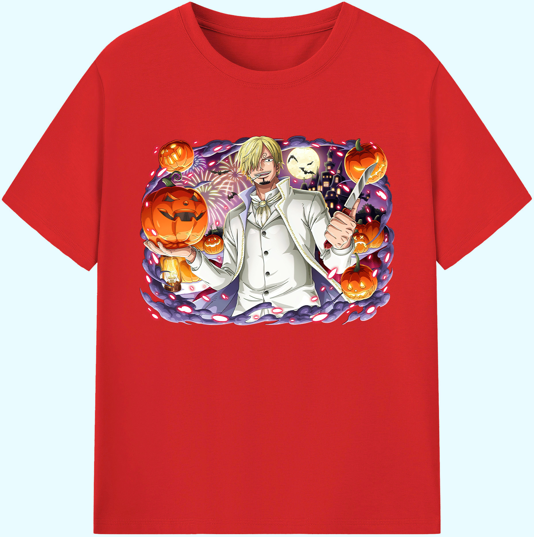 （画像用） ワンピース サンジ ONE PIECE Sanji 綿100％ メンズ半袖Tシャツ｜肌触りやわらか＆通気性