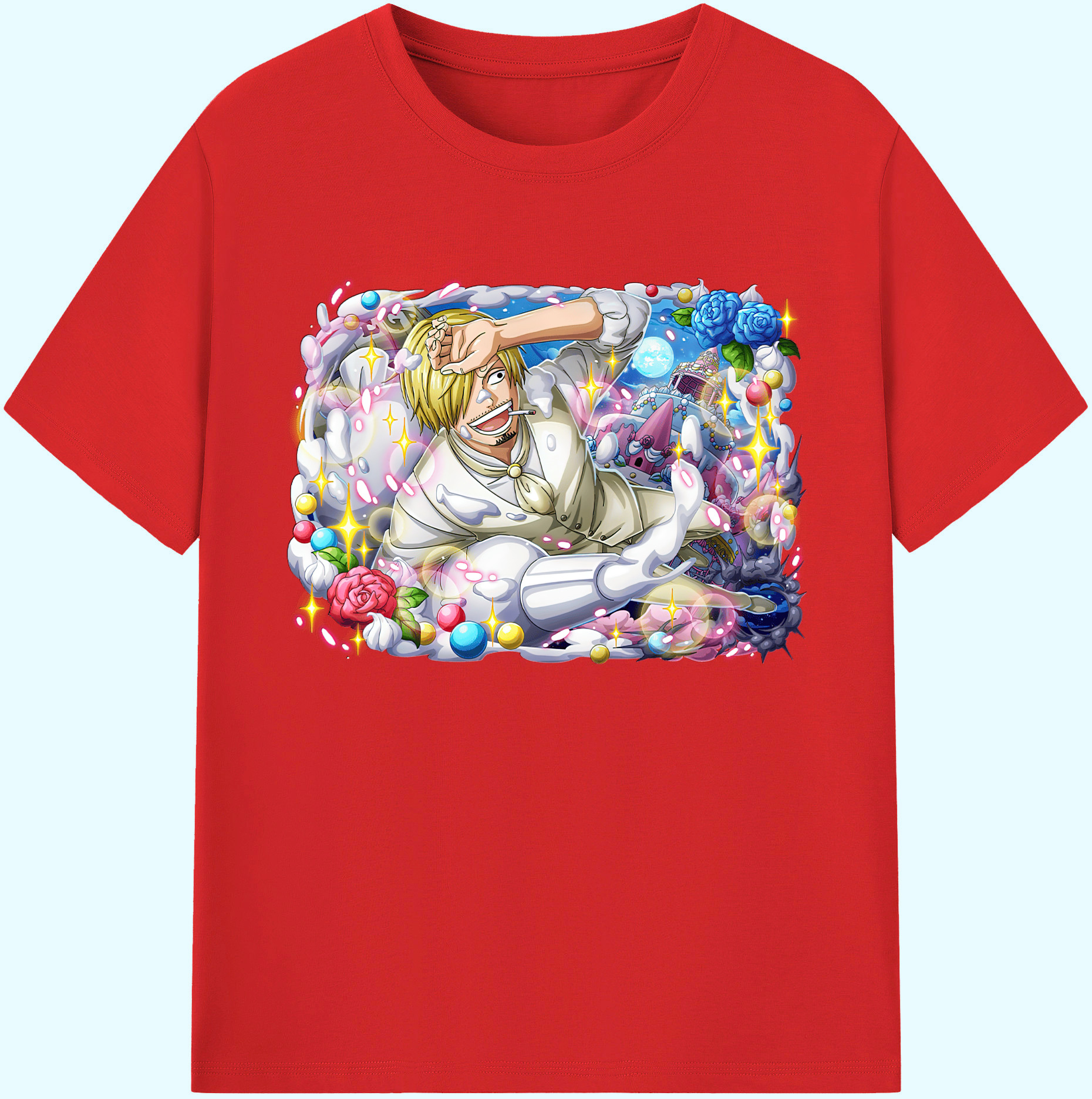 （画像用） ワンピース サンジ ONE PIECE Sanji 綿100％ メンズ半袖Tシャツ｜肌触りやわらか＆通気性