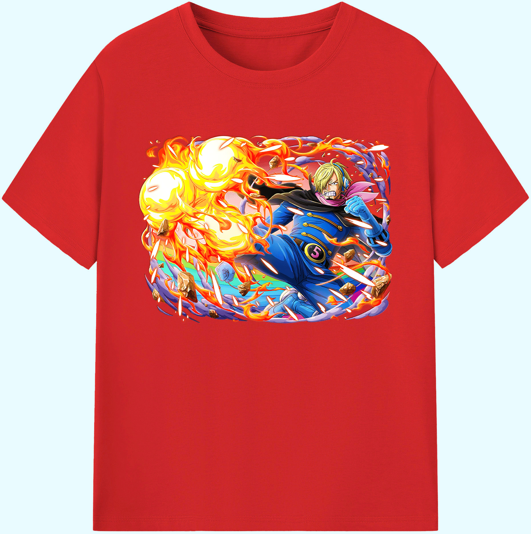 （画像用） ワンピース サンジ ONE PIECE Sanji 綿100％ メンズ半袖Tシャツ｜肌触りやわらか＆通気性