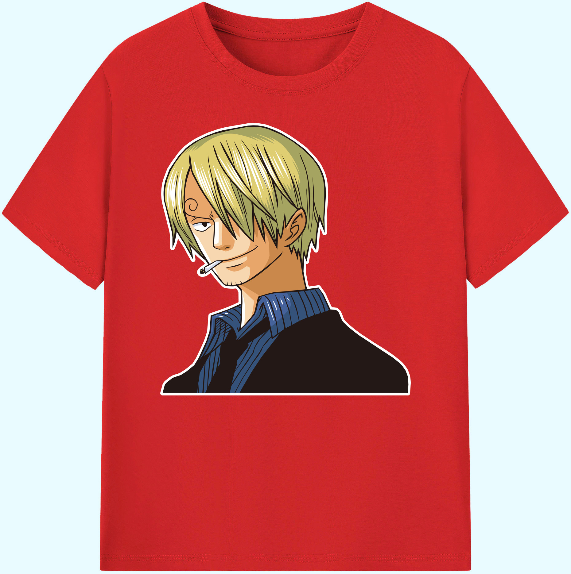 （画像用） ワンピース サンジ ONE PIECE Sanji 綿100％ メンズ半袖Tシャツ｜肌触りやわらか＆通気性
