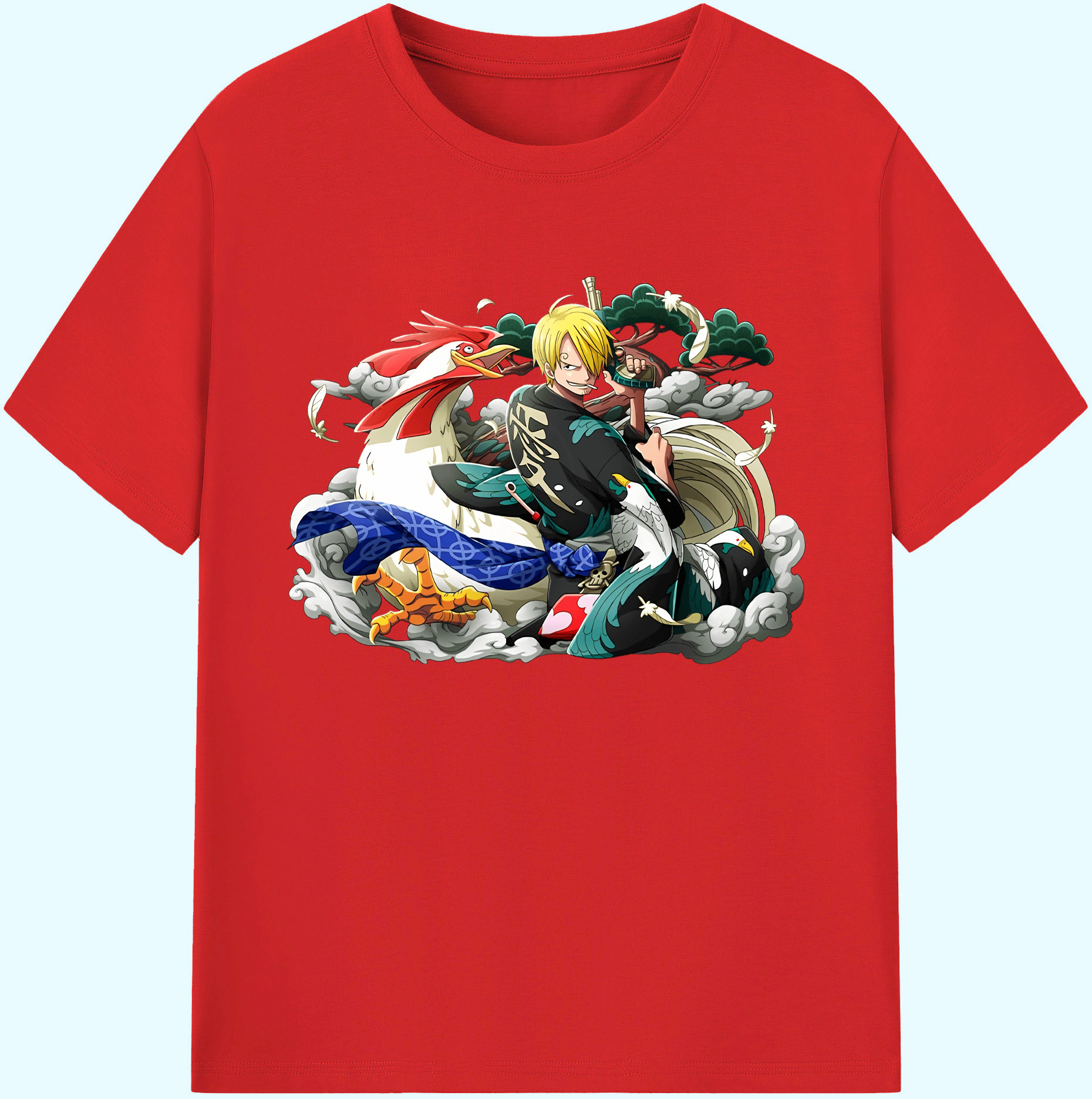 （画像用） ワンピース サンジ ONE PIECE Sanji 綿100％ メンズ半袖Tシャツ｜肌触りやわらか＆通気性