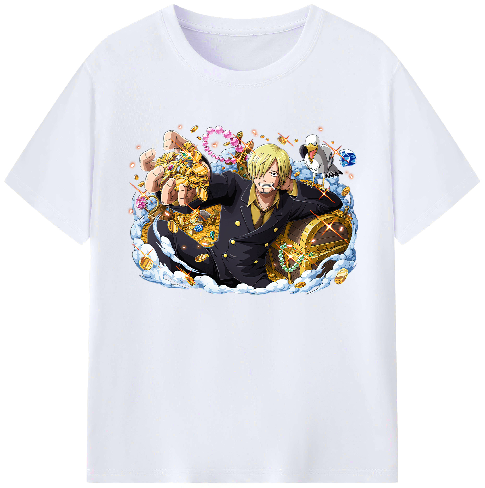 （画像用） ワンピース サンジ ONE PIECE Sanji 綿100％ メンズ半袖Tシャツ｜肌触りやわらか＆通気性