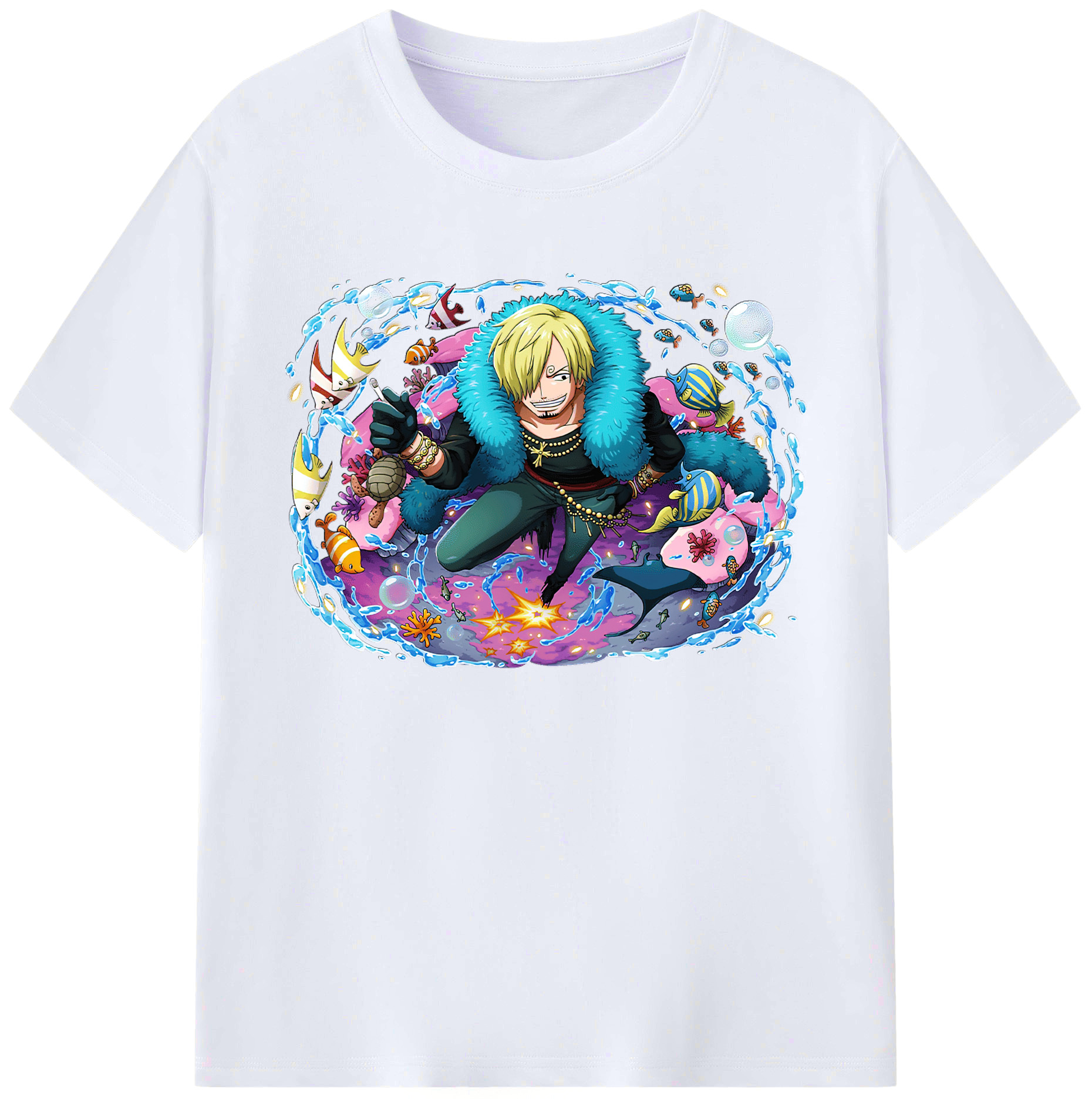 （画像用） ワンピース サンジ ONE PIECE Sanji 綿100％ メンズ半袖Tシャツ｜肌触りやわらか＆通気性