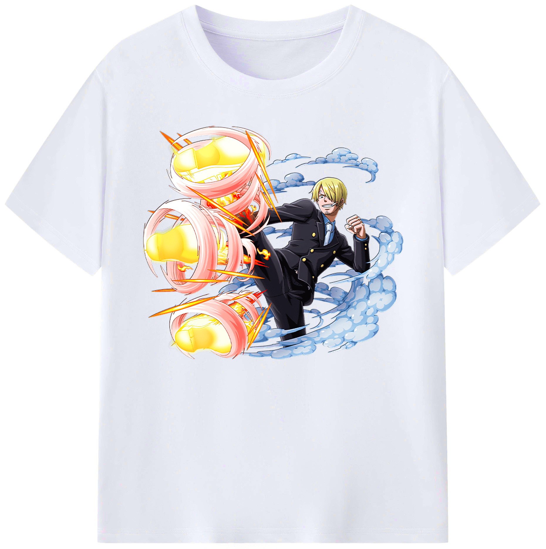 （画像用） ワンピース サンジ ONE PIECE Sanji 綿100％ メンズ半袖Tシャツ｜肌触りやわらか＆通気性