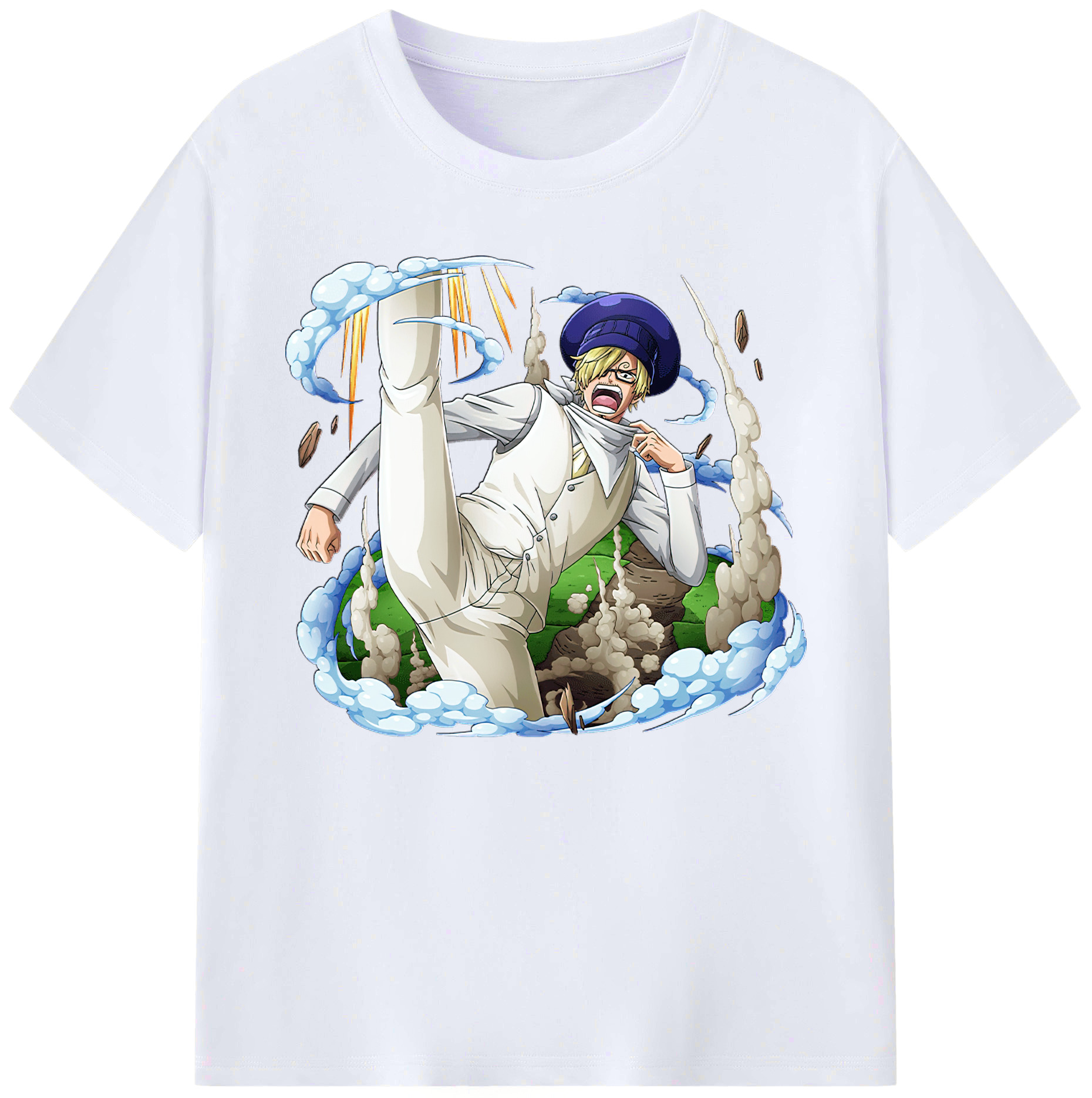 （画像用） ワンピース サンジ ONE PIECE Sanji 綿100％ メンズ半袖Tシャツ｜肌触りやわらか＆通気性