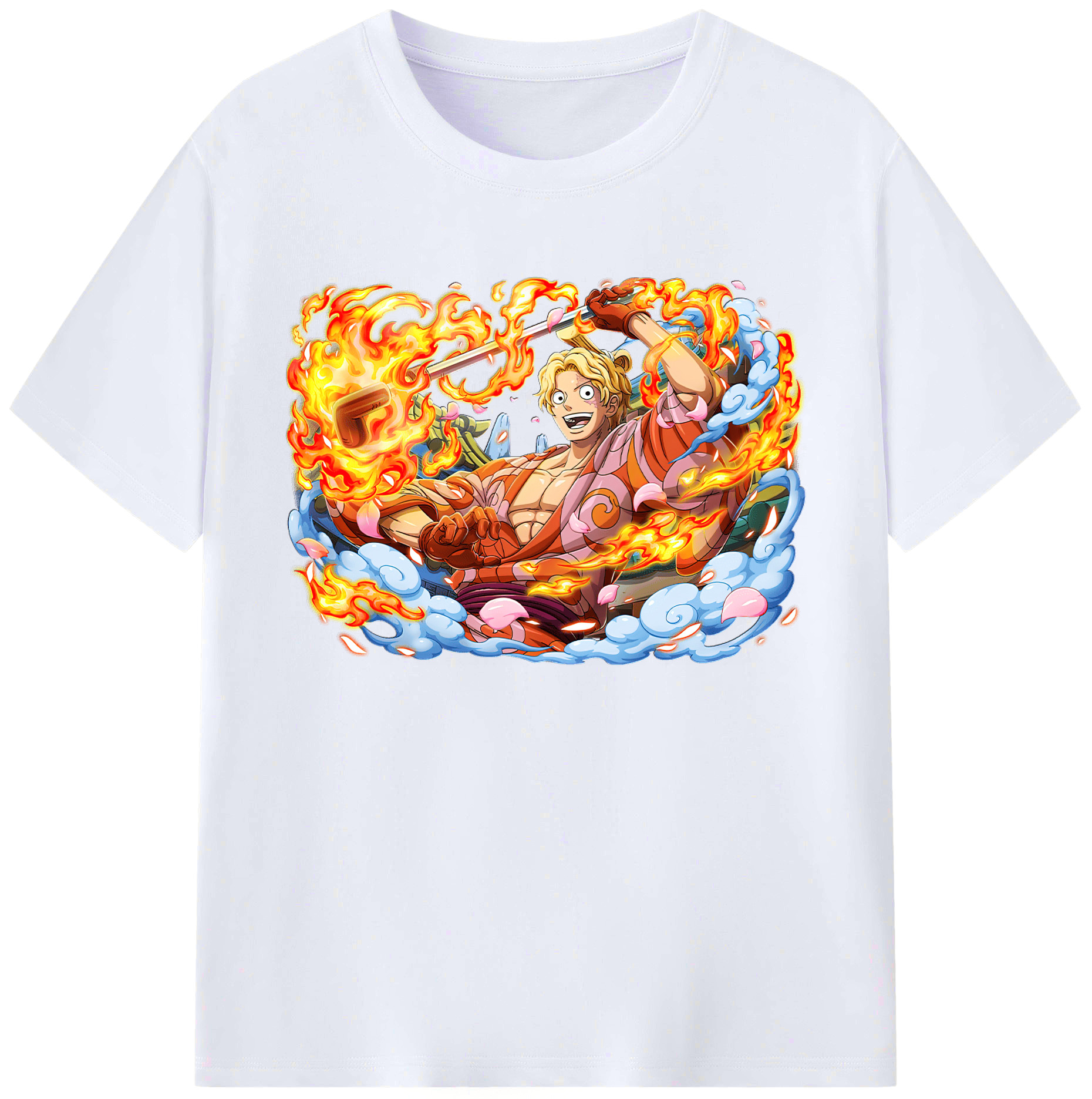 （画像用） ワンピース サンジ ONE PIECE Sanji 綿100％ メンズ半袖Tシャツ｜肌触りやわらか＆通気性