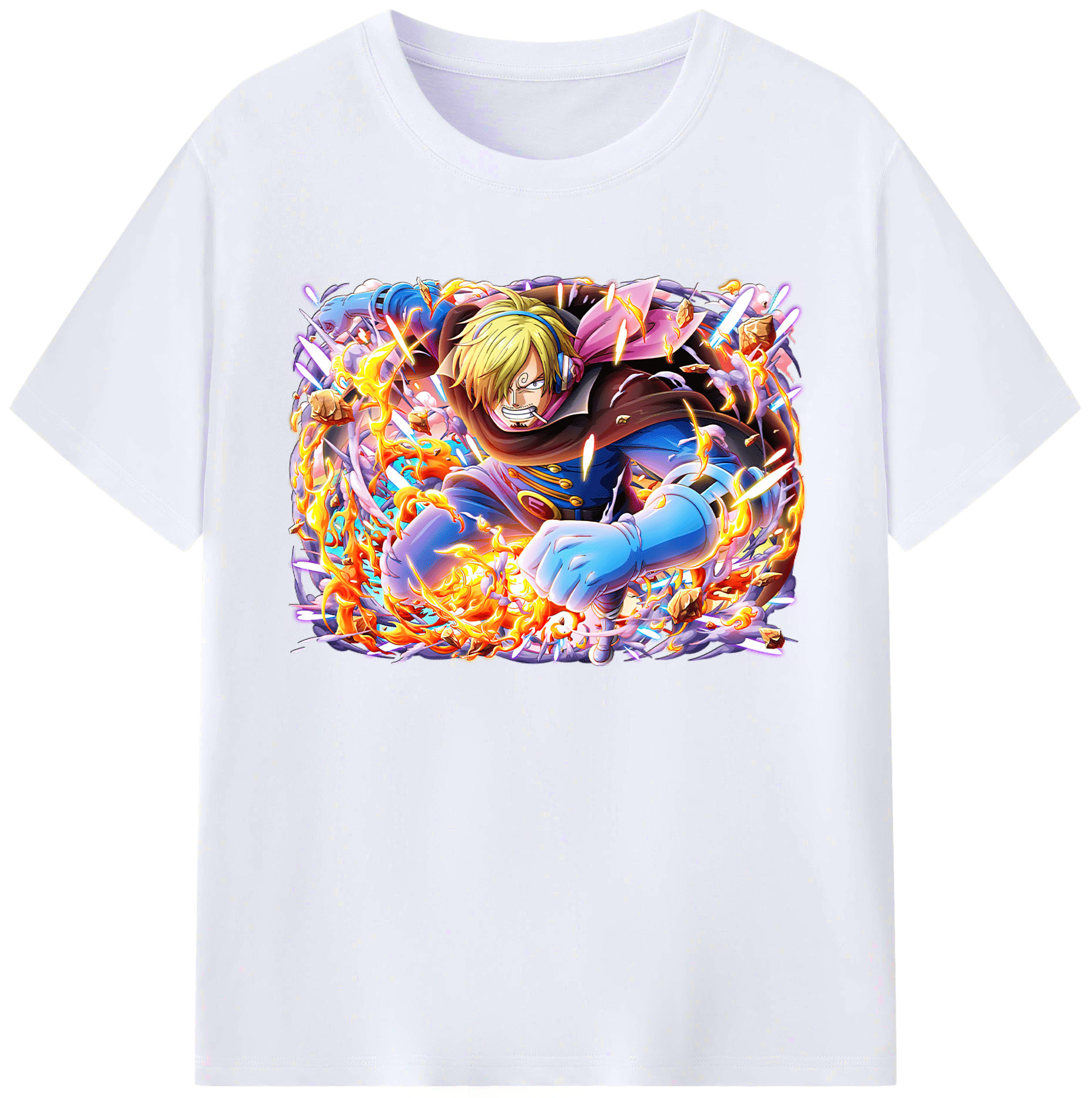 （画像用） ワンピース サンジ ONE PIECE Sanji 綿100％ メンズ半袖Tシャツ｜肌触りやわらか＆通気性