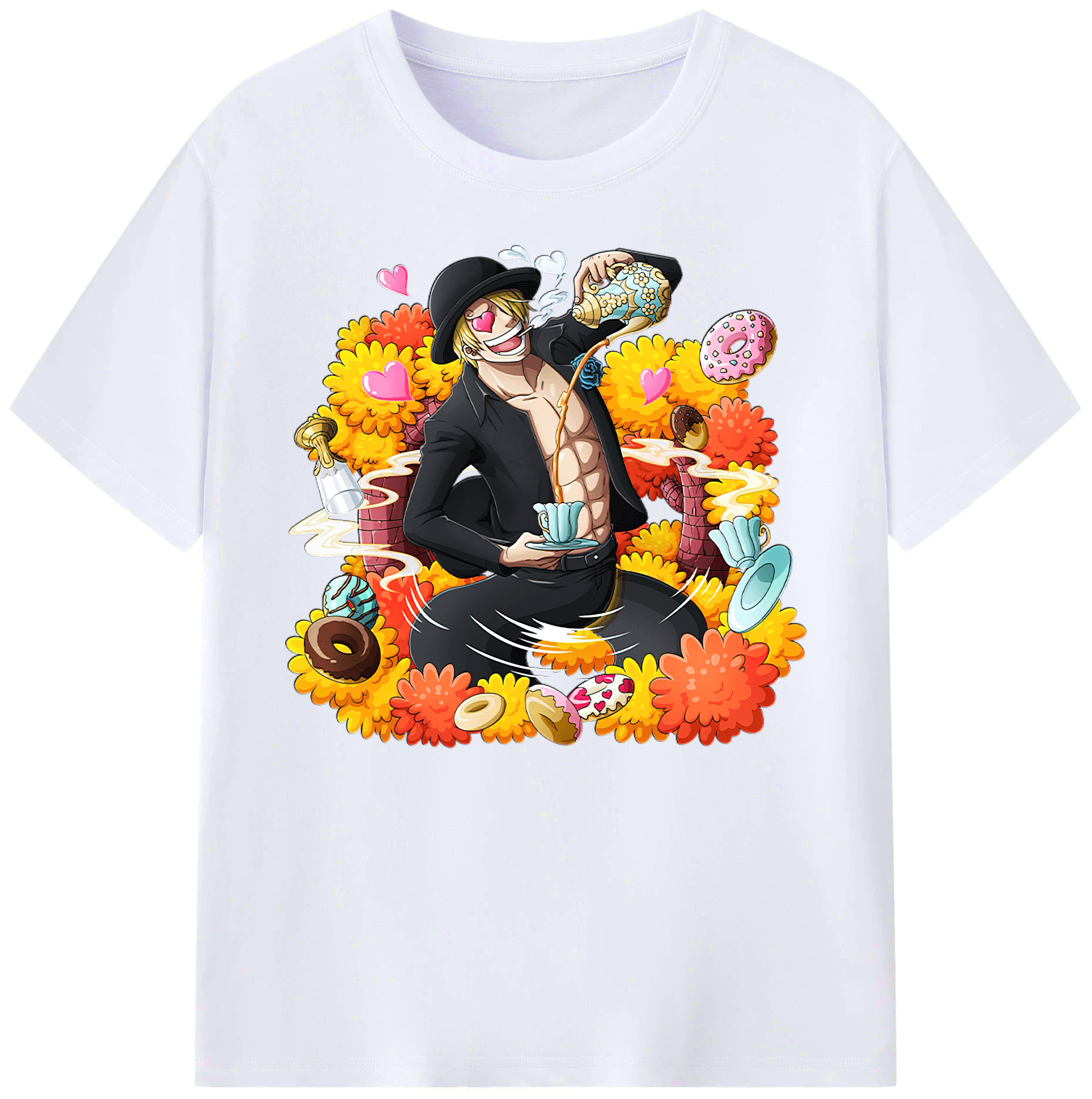 （画像用） ワンピース サンジ ONE PIECE Sanji 綿100％ メンズ半袖Tシャツ｜肌触りやわらか＆通気性