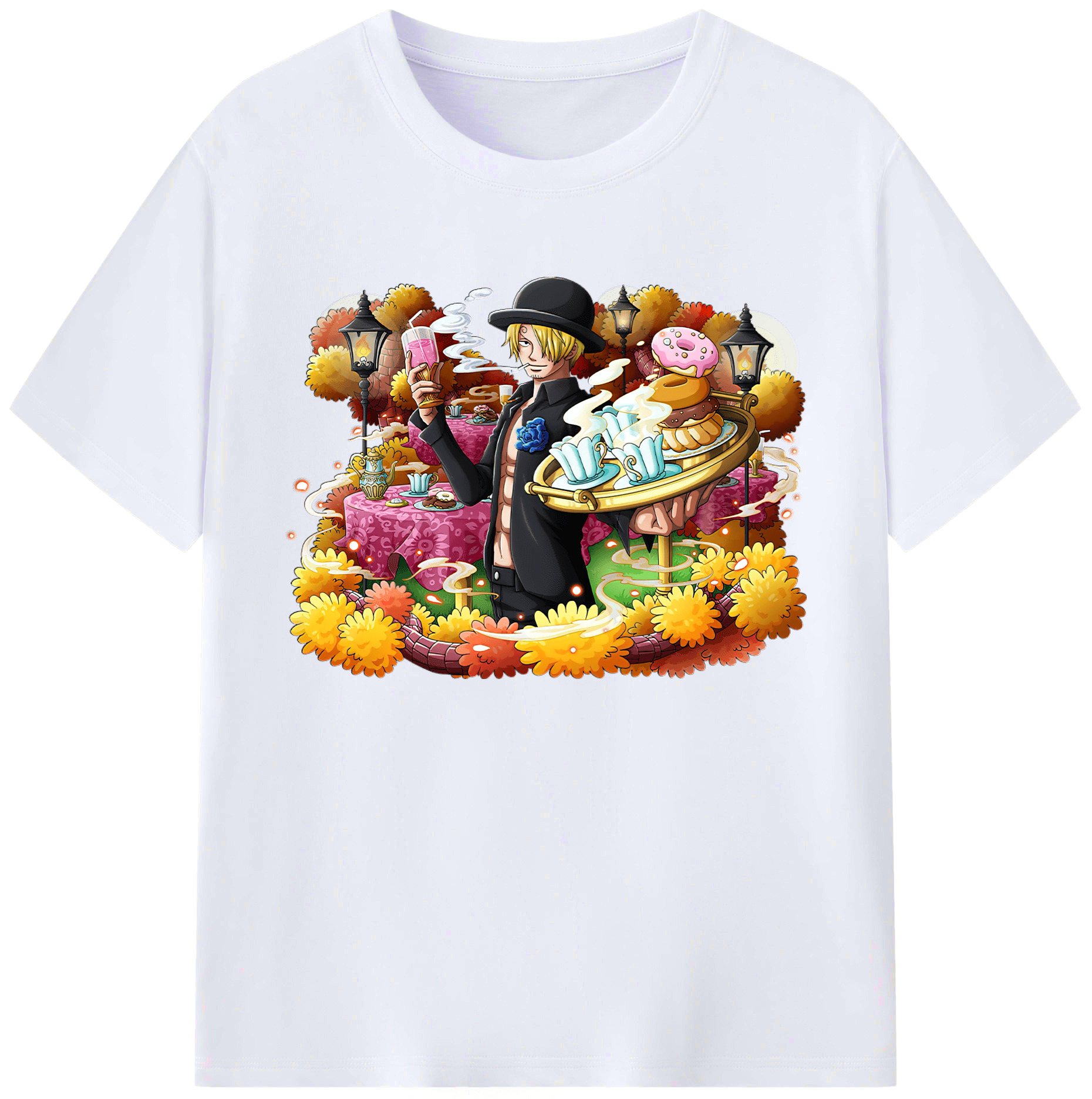 （画像用） ワンピース サンジ ONE PIECE Sanji 綿100％ メンズ半袖Tシャツ｜肌触りやわらか＆通気性