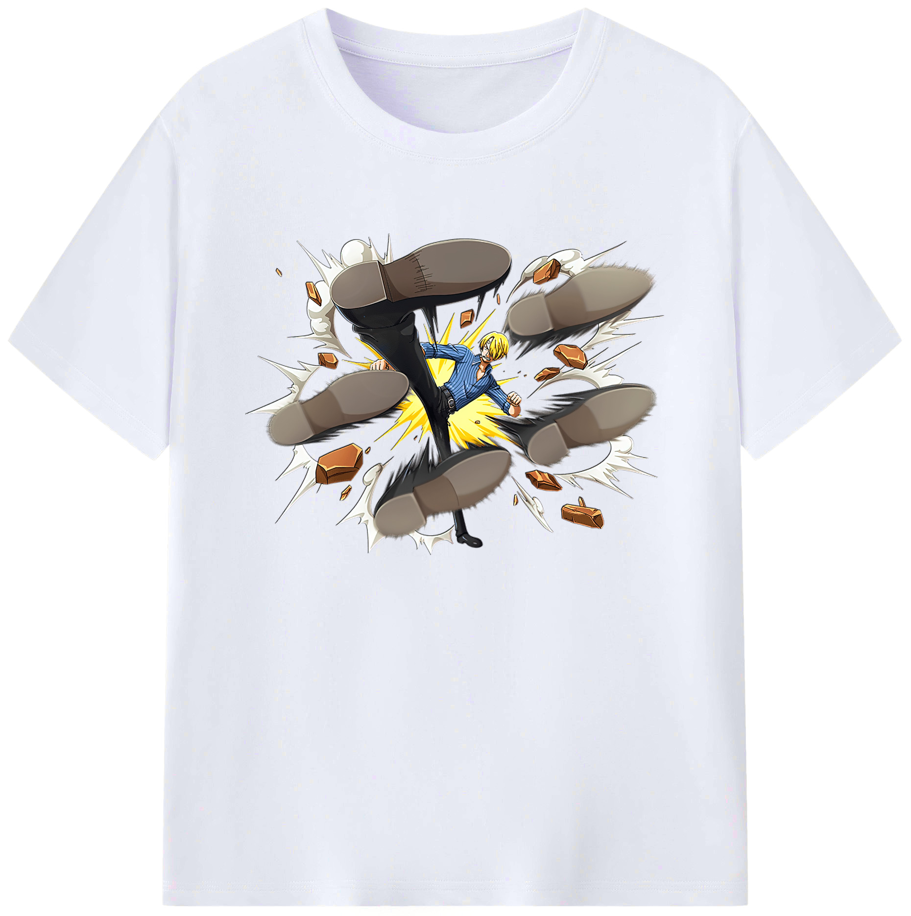 （画像用） ワンピース サンジ ONE PIECE Sanji 綿100％ メンズ半袖Tシャツ｜肌触りやわらか＆通気性