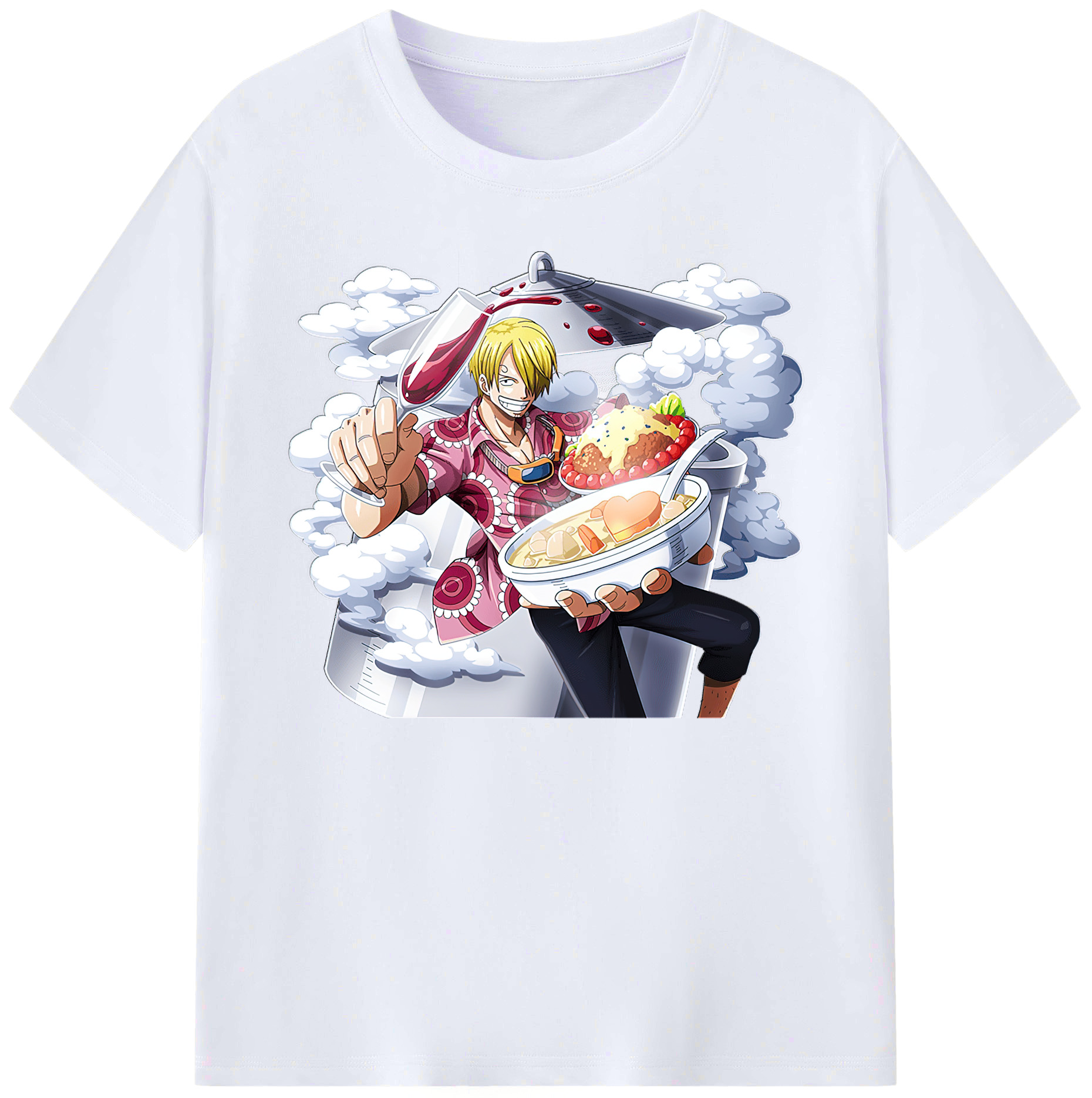 （画像用） ワンピース サンジ ONE PIECE Sanji 綿100％ メンズ半袖Tシャツ｜肌触りやわらか＆通気性
