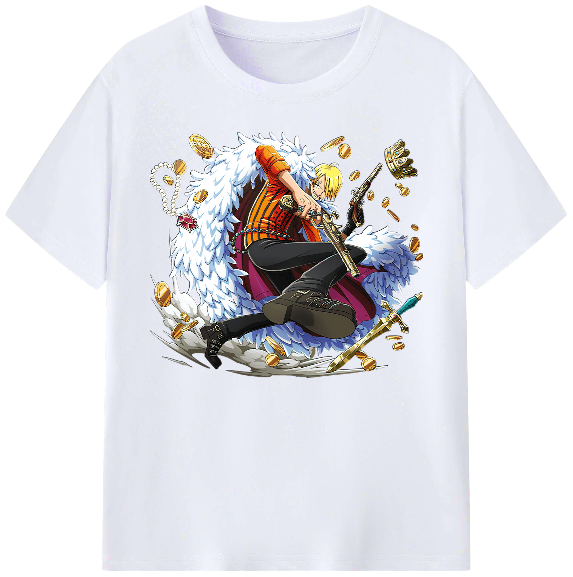 （画像用） ワンピース サンジ ONE PIECE Sanji 綿100％ メンズ半袖Tシャツ｜肌触りやわらか＆通気性