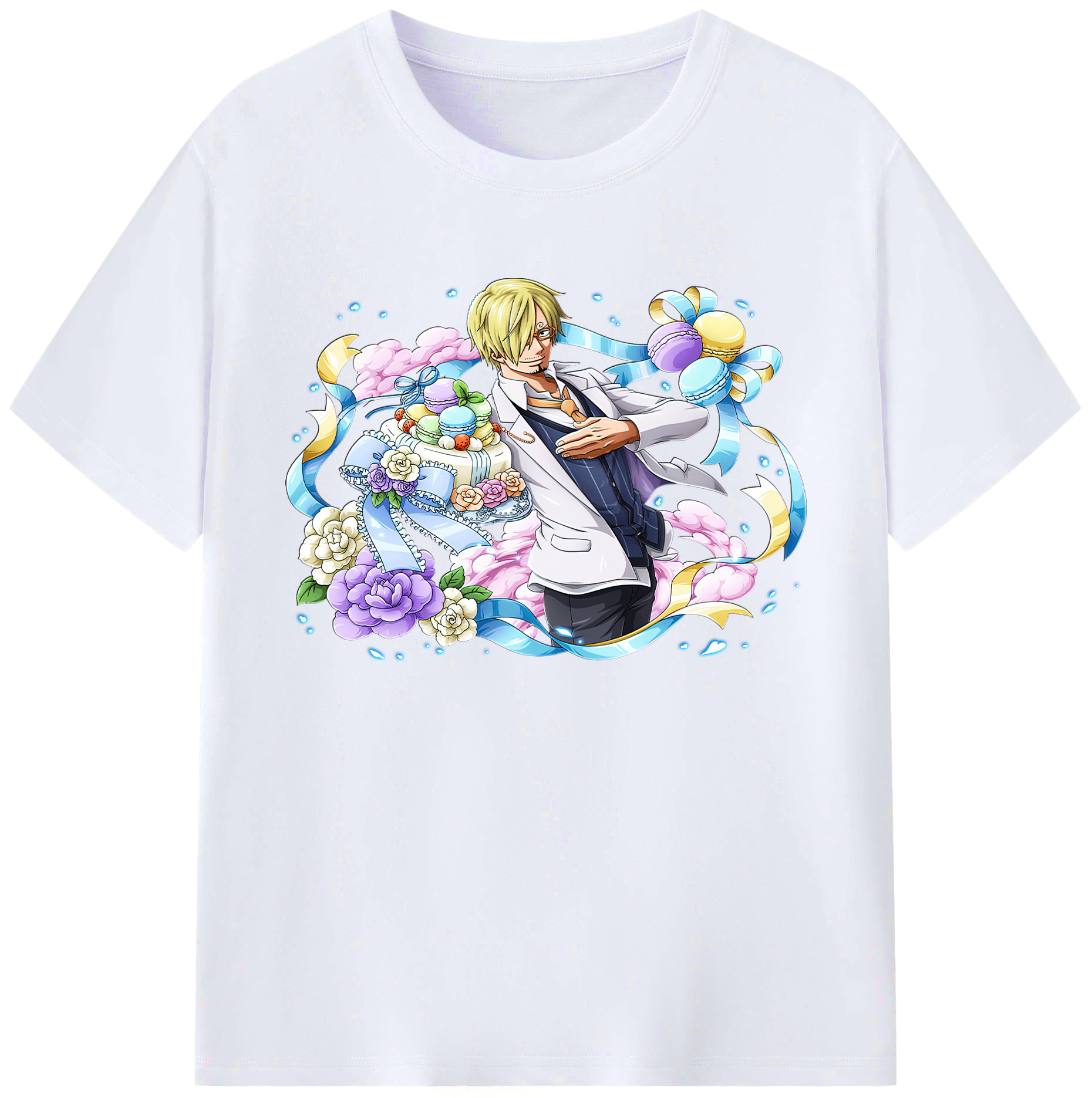 （画像用） ワンピース サンジ ONE PIECE Sanji 綿100％ メンズ半袖Tシャツ｜肌触りやわらか＆通気性