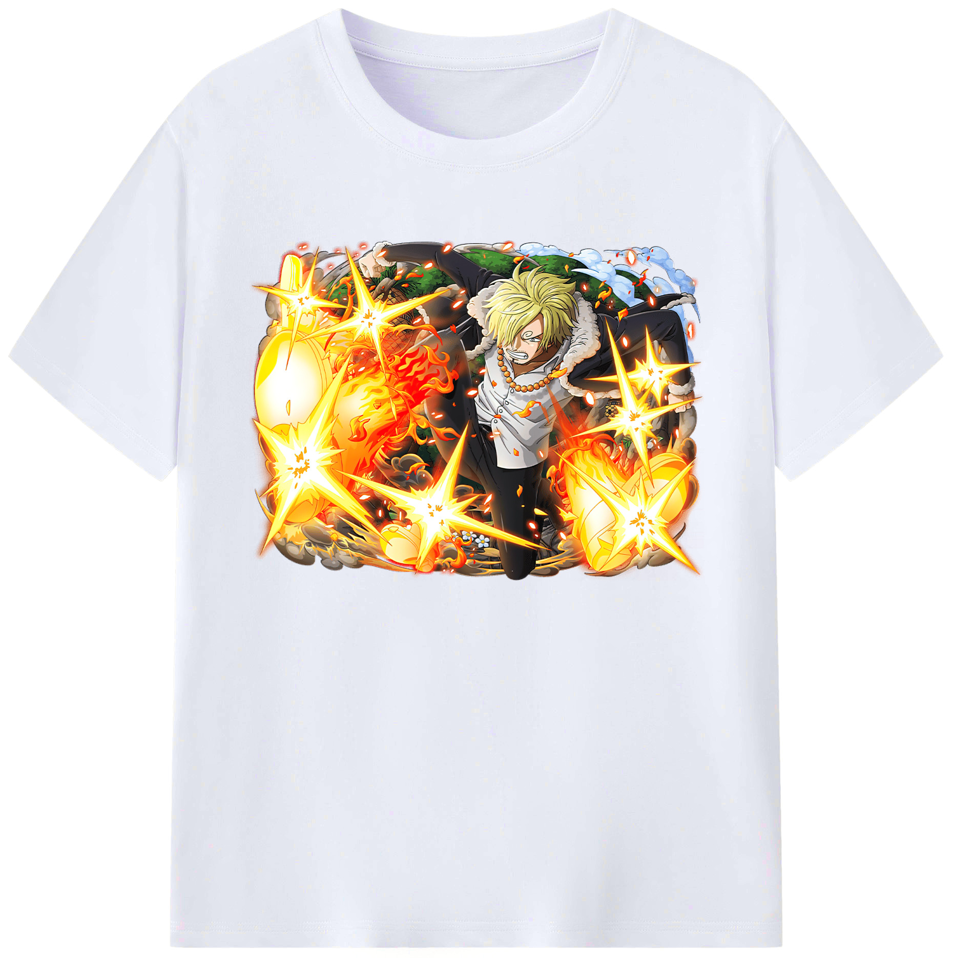 （画像用） ワンピース サンジ ONE PIECE Sanji 綿100％ メンズ半袖Tシャツ｜肌触りやわらか＆通気性