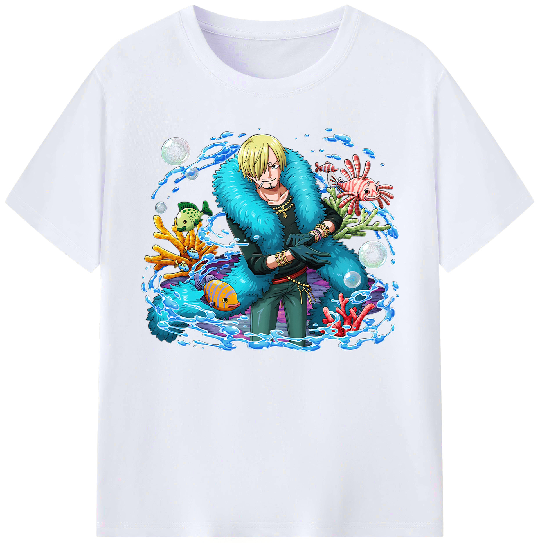 （画像用） ワンピース サンジ ONE PIECE Sanji 綿100％ メンズ半袖Tシャツ｜肌触りやわらか＆通気性