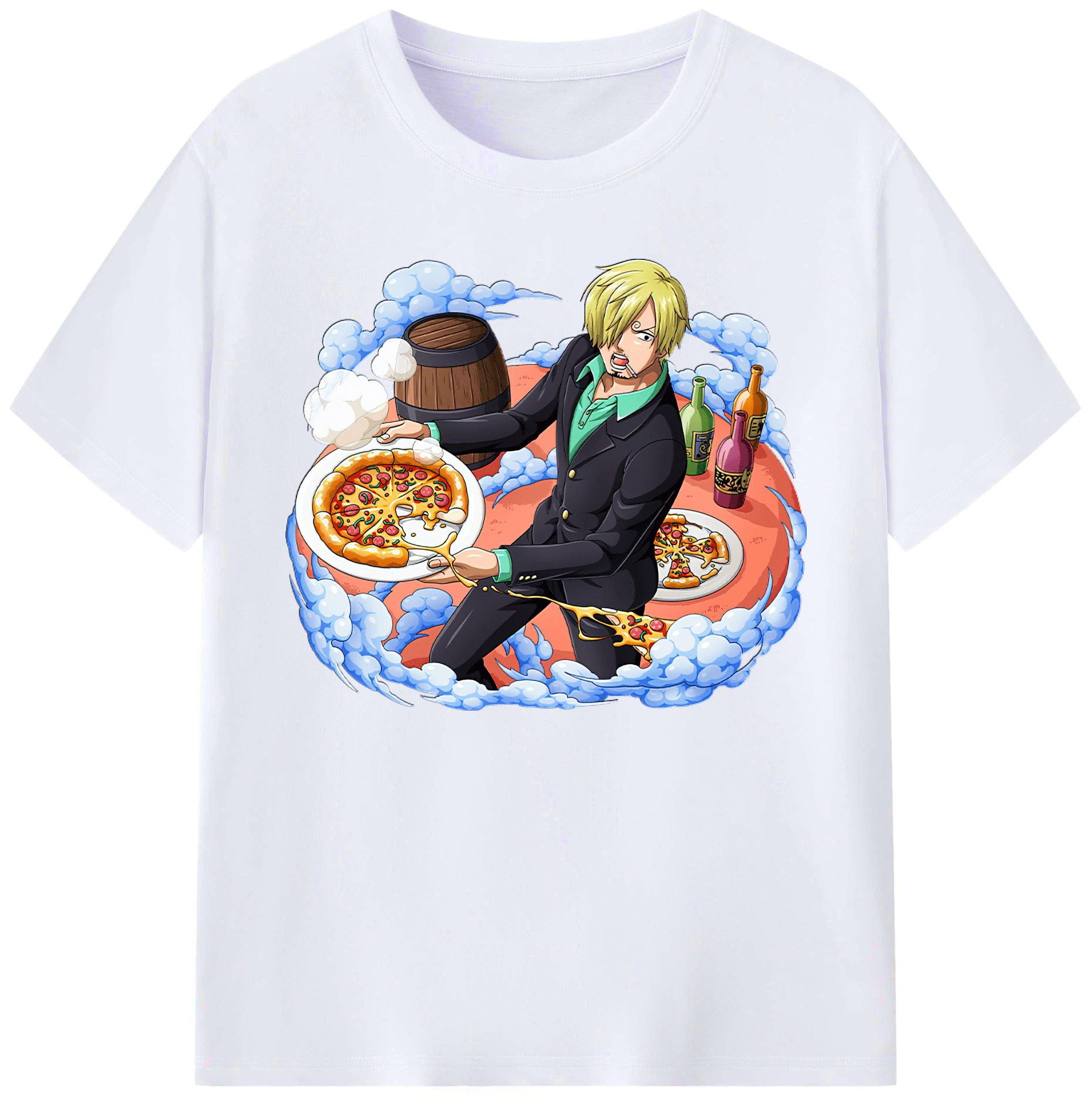 （画像用） ワンピース サンジ ONE PIECE Sanji 綿100％ メンズ半袖Tシャツ｜肌触りやわらか＆通気性