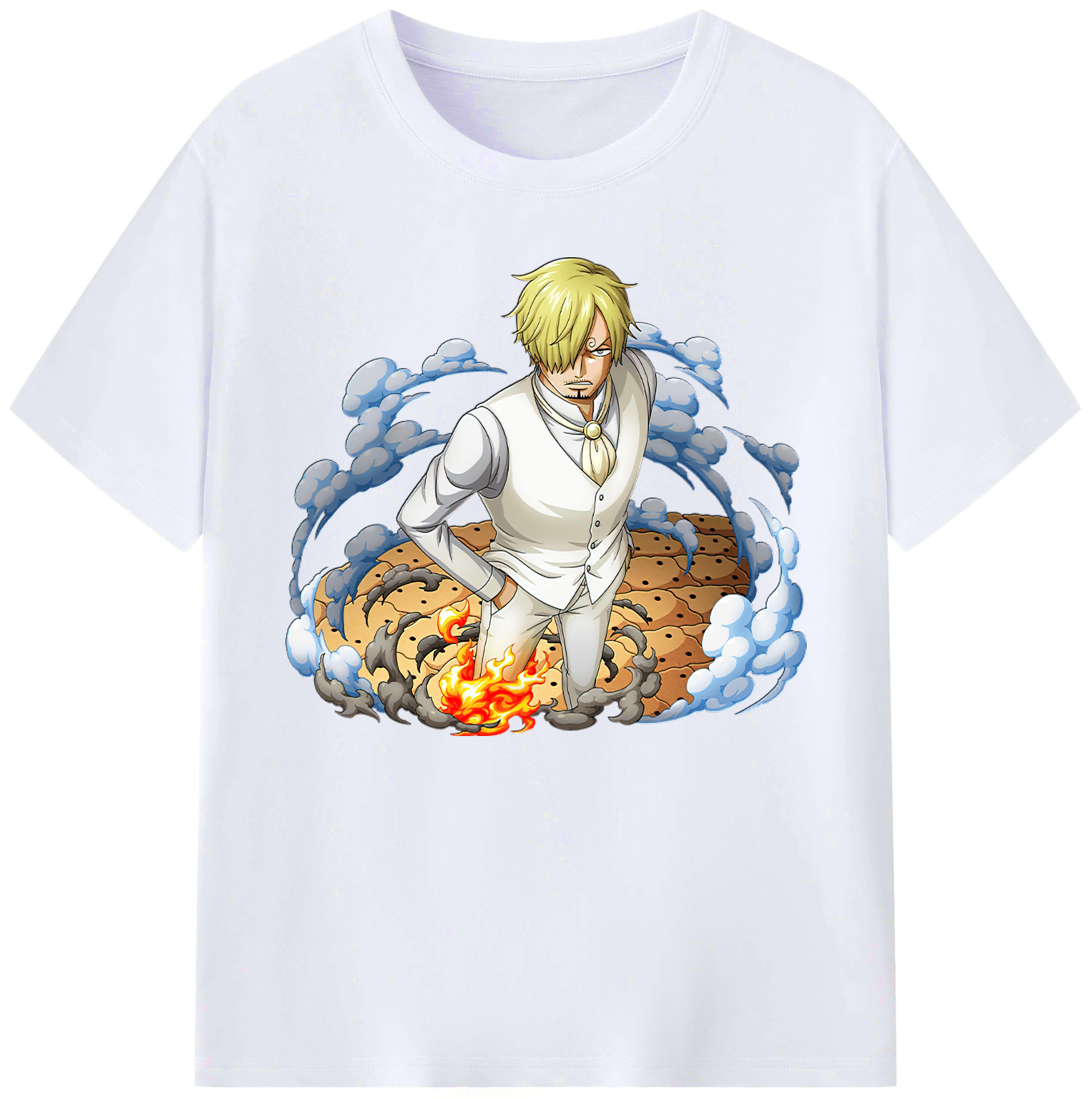 （画像用） ワンピース サンジ ONE PIECE Sanji 綿100％ メンズ半袖Tシャツ｜肌触りやわらか＆通気性
