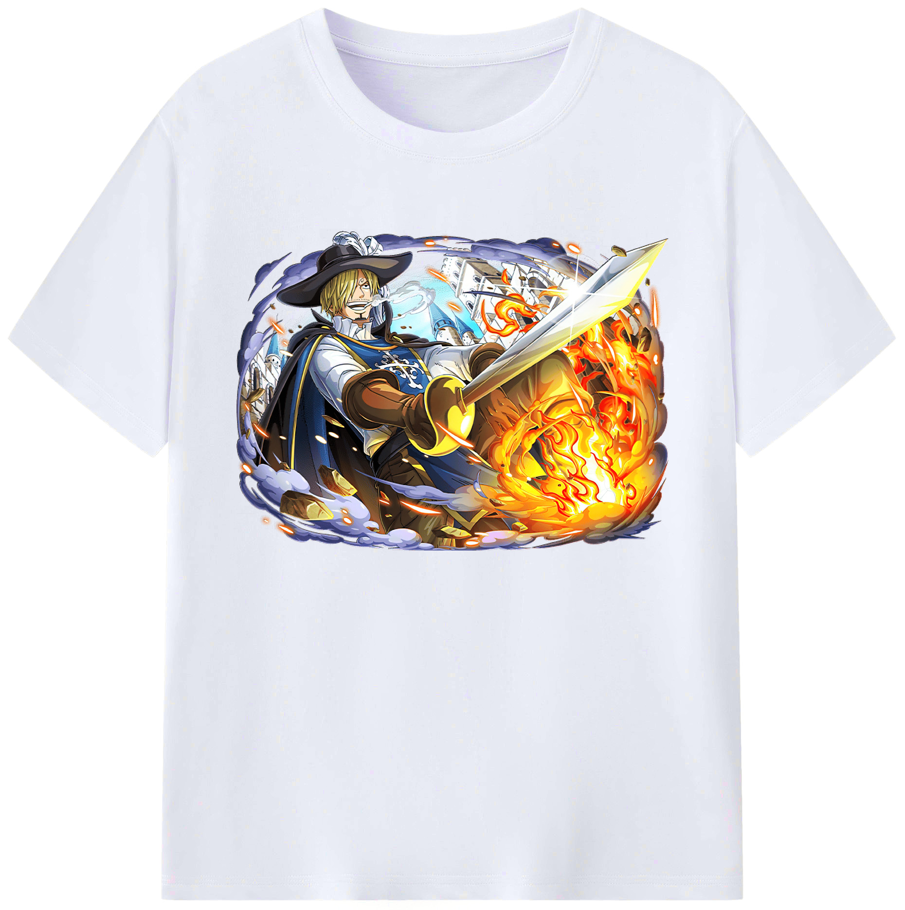 （画像用） ワンピース サンジ ONE PIECE Sanji 綿100％ メンズ半袖Tシャツ｜肌触りやわらか＆通気性