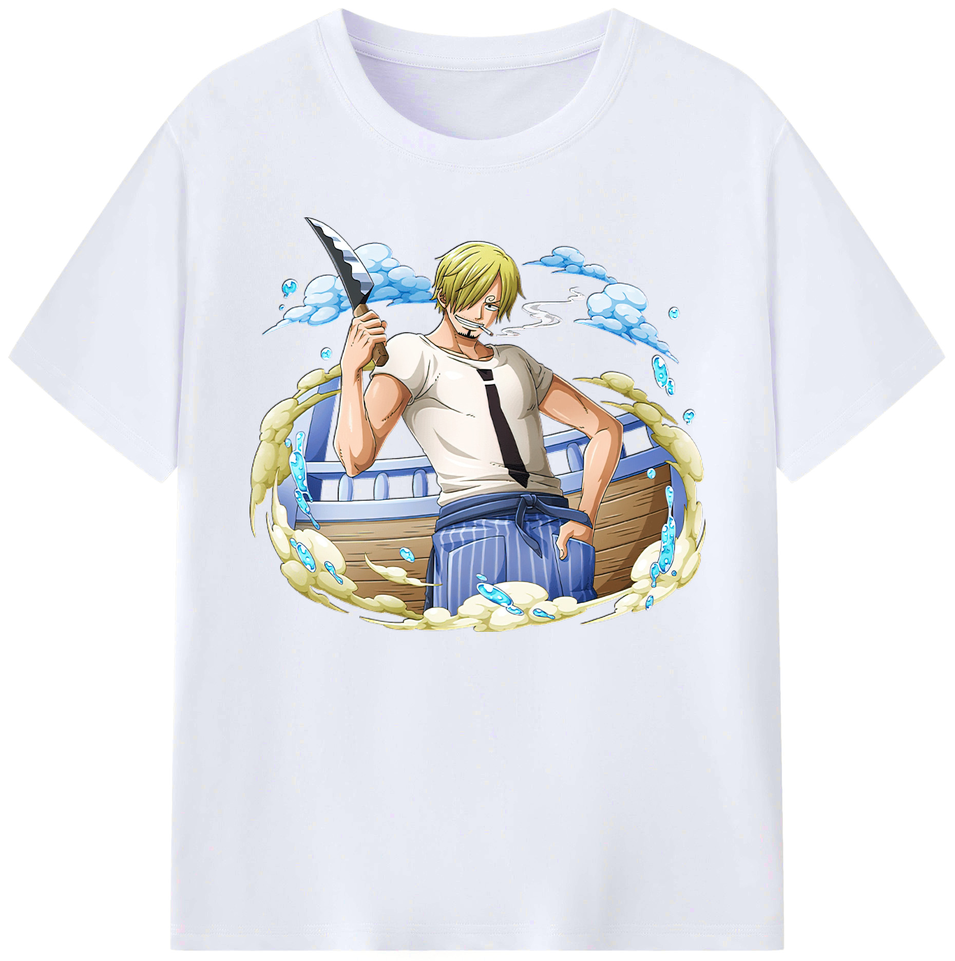 （画像用） ワンピース サンジ ONE PIECE Sanji 綿100％ メンズ半袖Tシャツ｜肌触りやわらか＆通気性