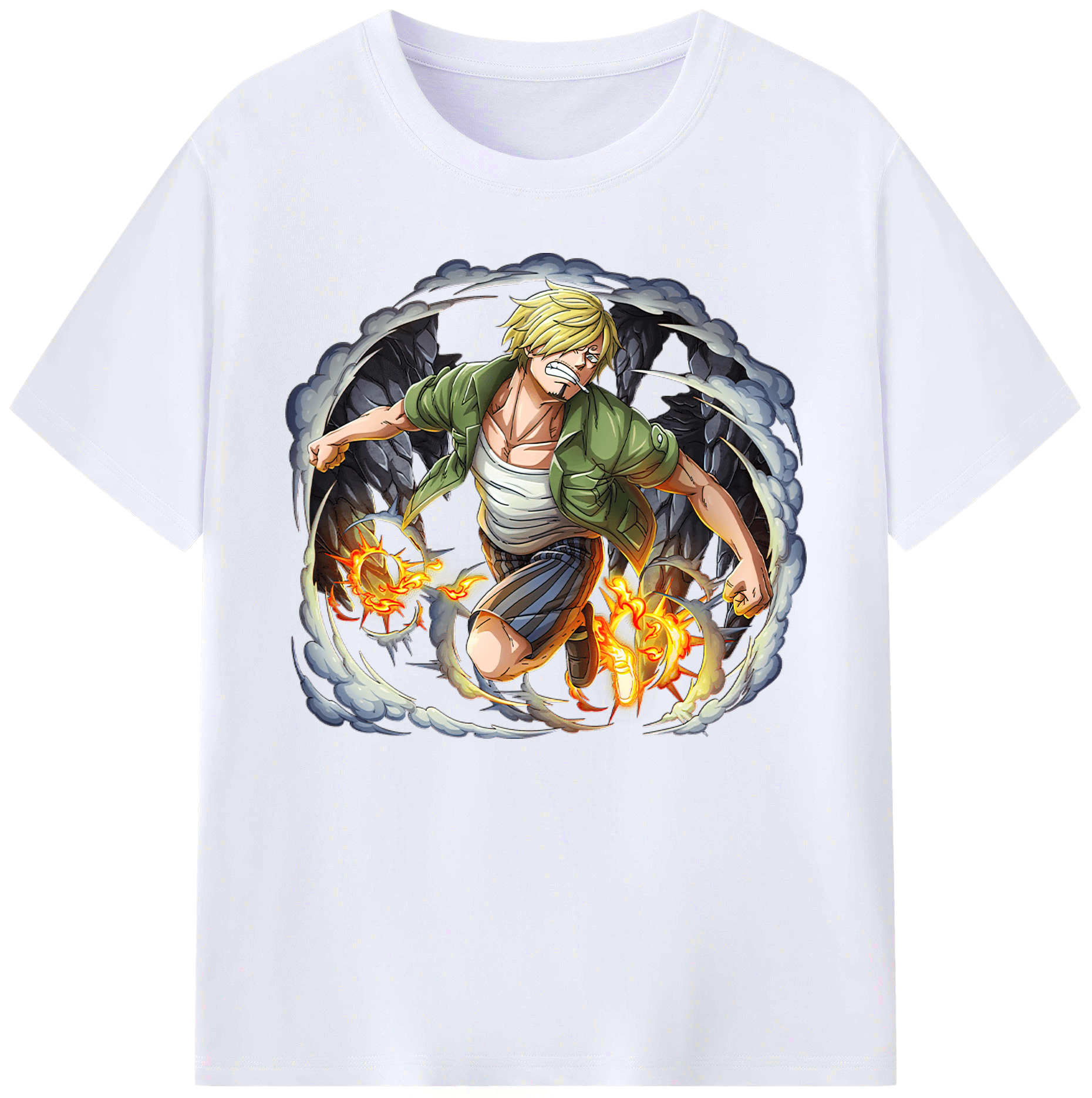 （画像用） ワンピース サンジ ONE PIECE Sanji 綿100％ メンズ半袖Tシャツ｜肌触りやわらか＆通気性