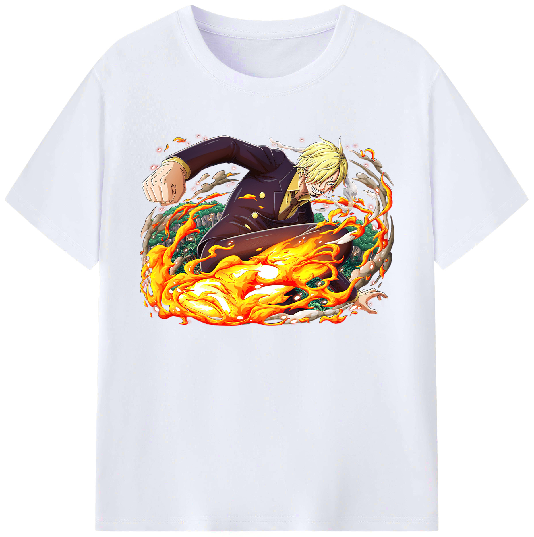 （画像用） ワンピース サンジ ONE PIECE Sanji 綿100％ メンズ半袖Tシャツ｜肌触りやわらか＆通気性
