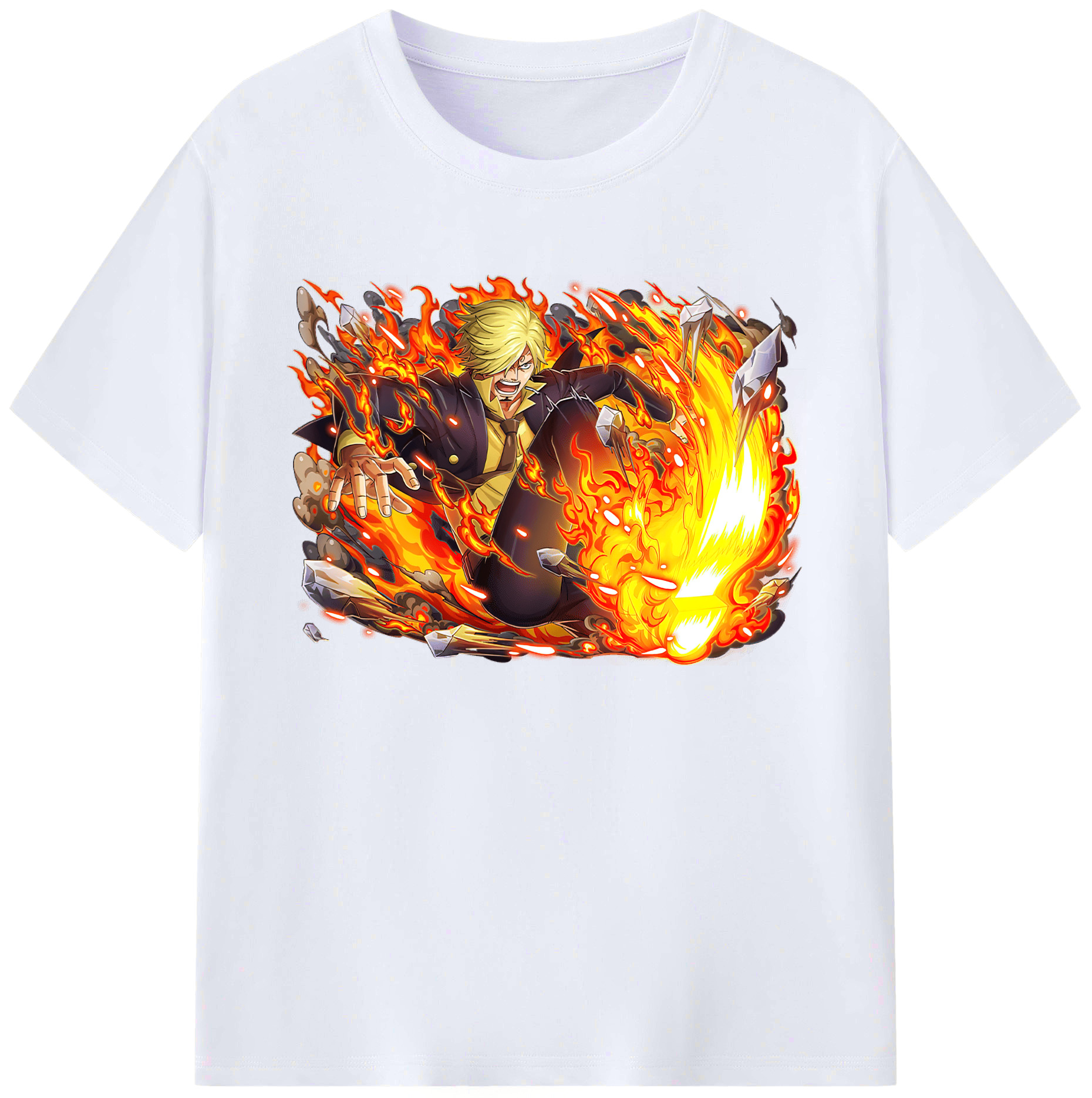 （画像用） ワンピース サンジ ONE PIECE Sanji 綿100％ メンズ半袖Tシャツ｜肌触りやわらか＆通気性