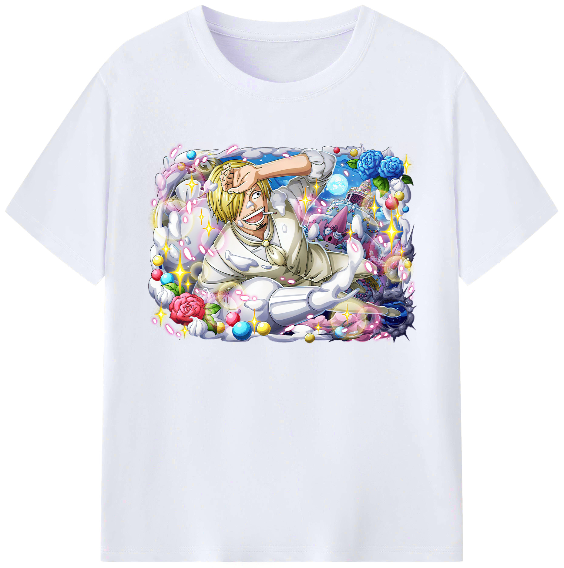 （画像用） ワンピース サンジ ONE PIECE Sanji 綿100％ メンズ半袖Tシャツ｜肌触りやわらか＆通気性