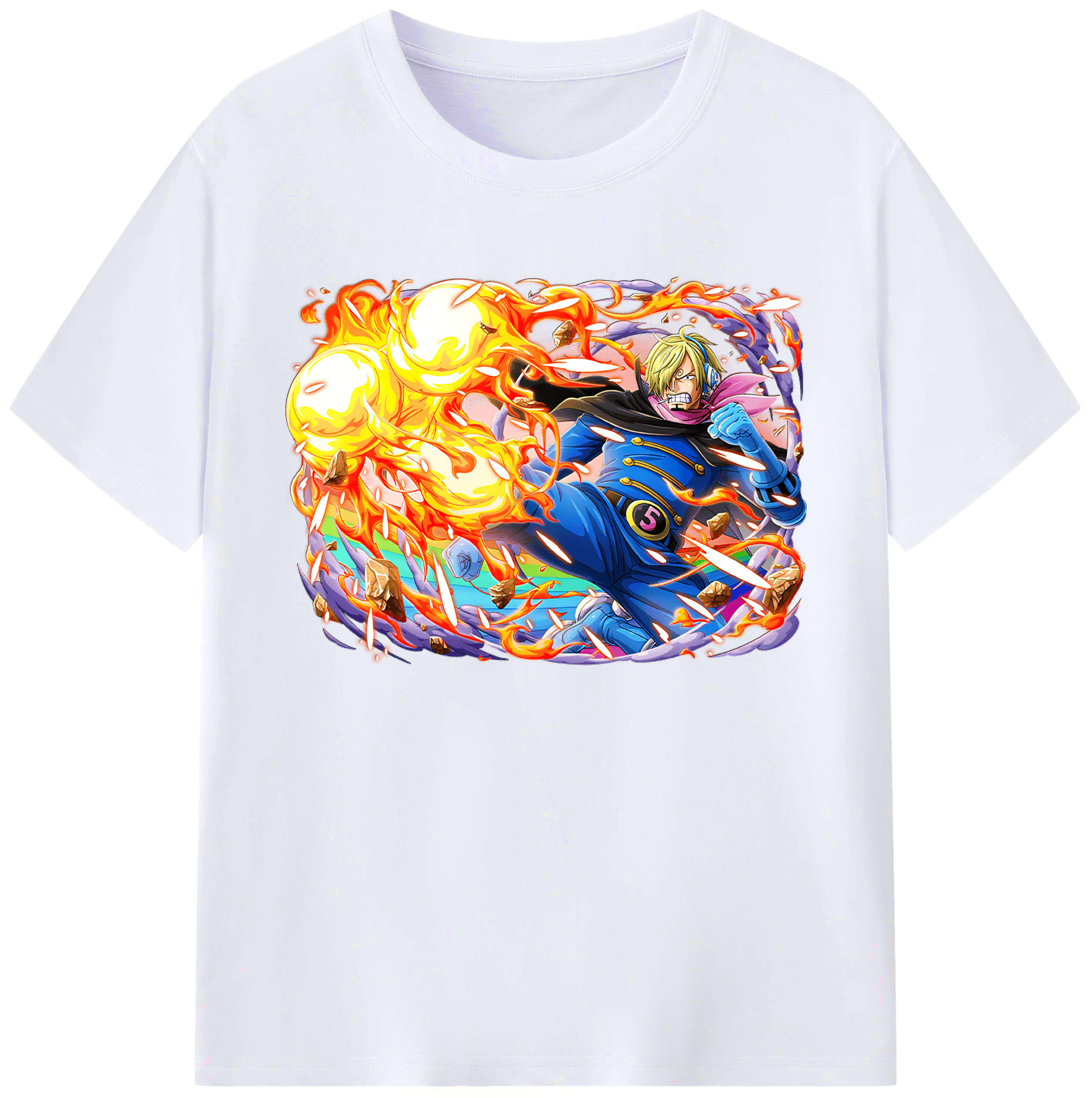 （画像用） ワンピース サンジ ONE PIECE Sanji 綿100％ メンズ半袖Tシャツ｜肌触りやわらか＆通気性