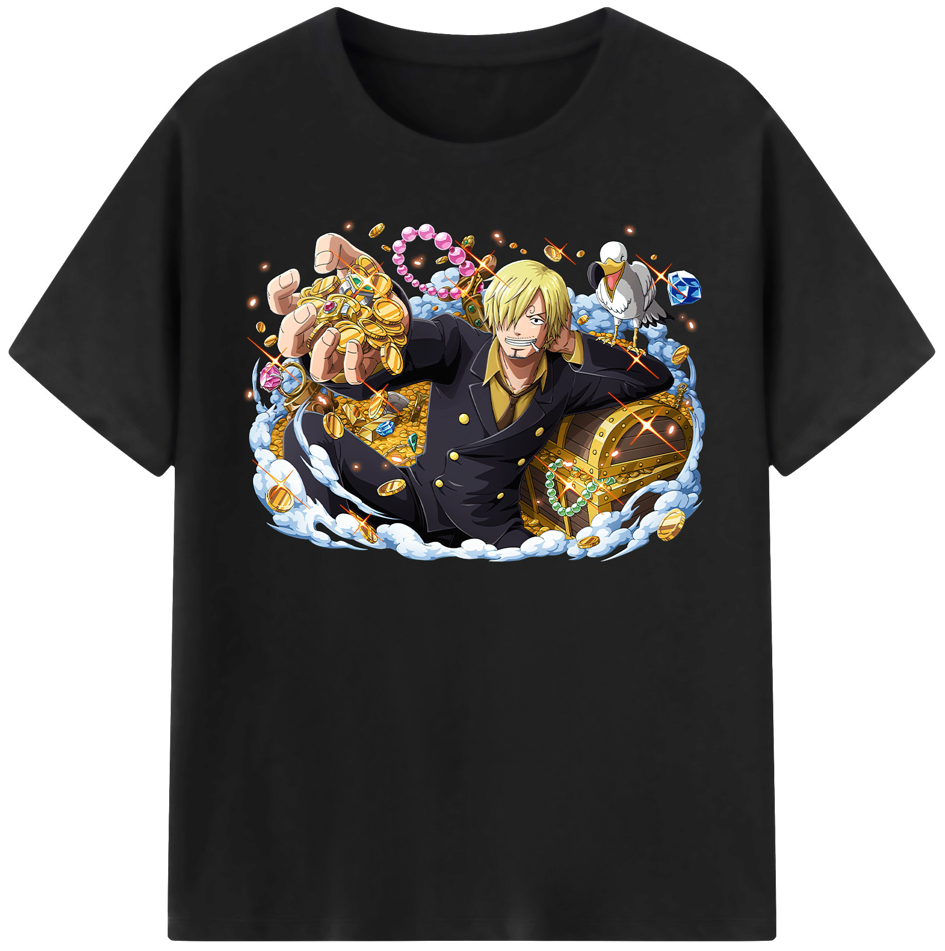 （画像用） ワンピース サンジ ONE PIECE Sanji レディースカジュアルプリントTシャツ（綿100％）