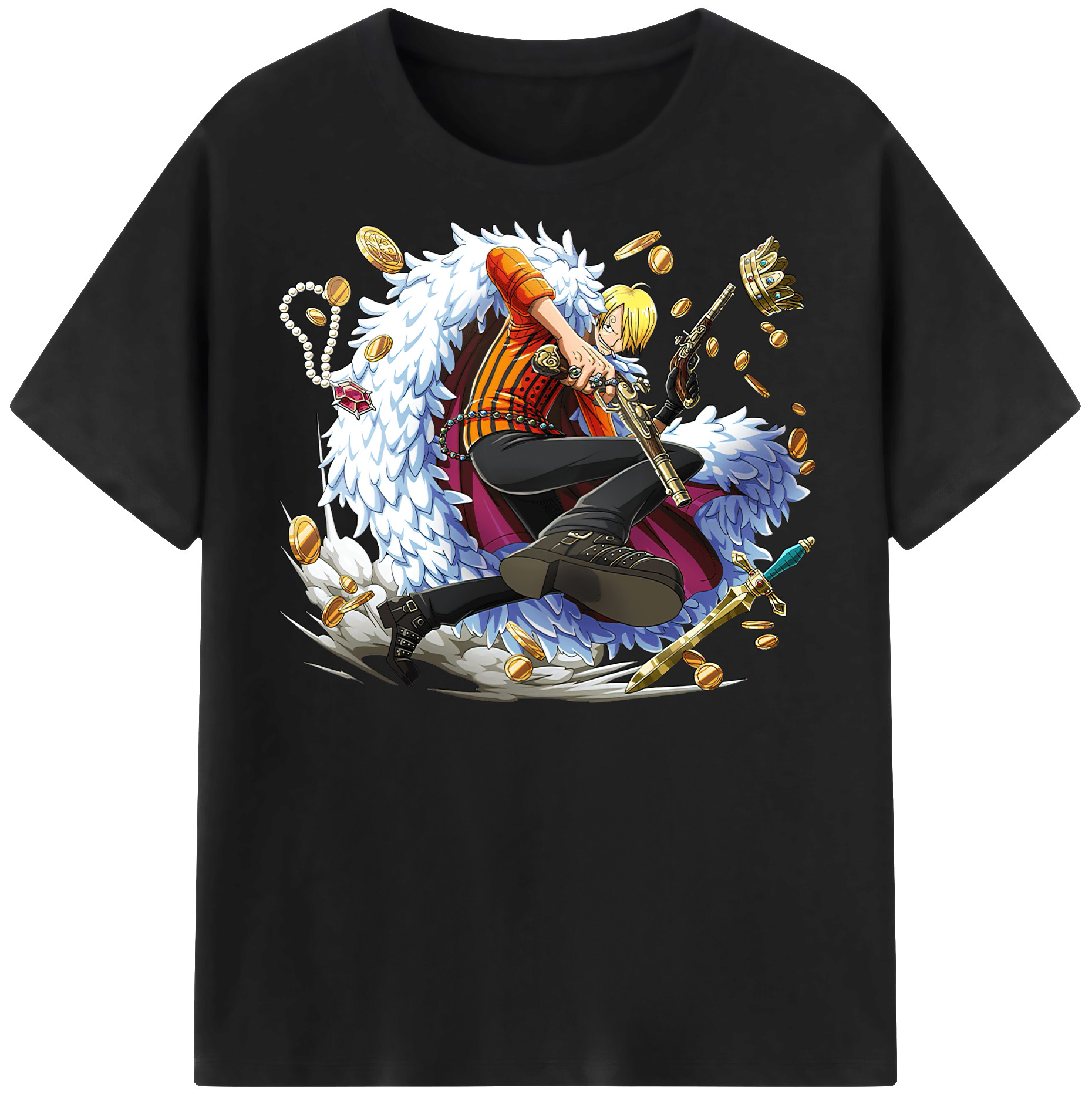 （画像用） ワンピース サンジ ONE PIECE Sanji レディースカジュアルプリントTシャツ（綿100％）