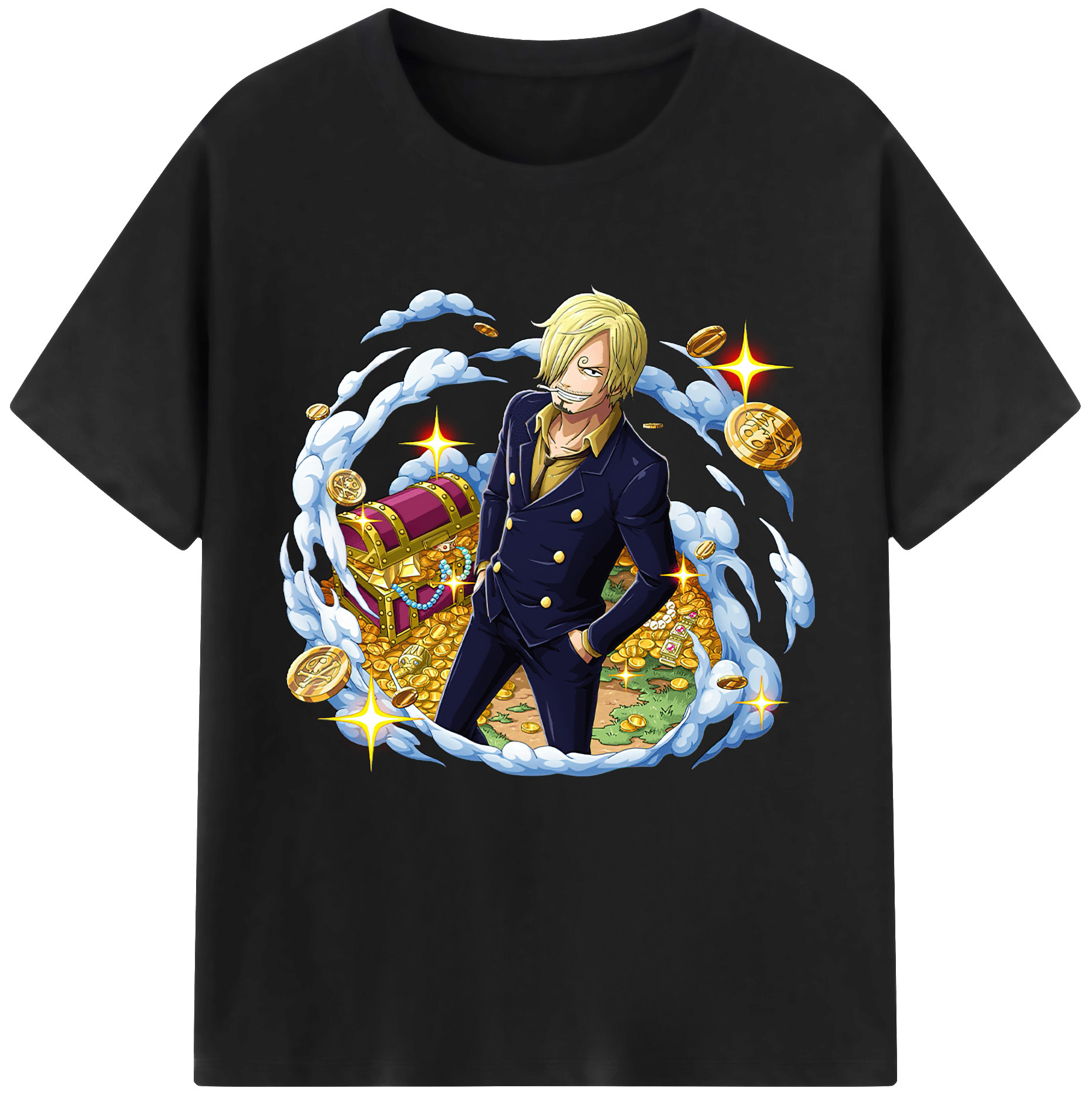 （画像用） ワンピース サンジ ONE PIECE Sanji レディースカジュアルプリントTシャツ（綿100％）