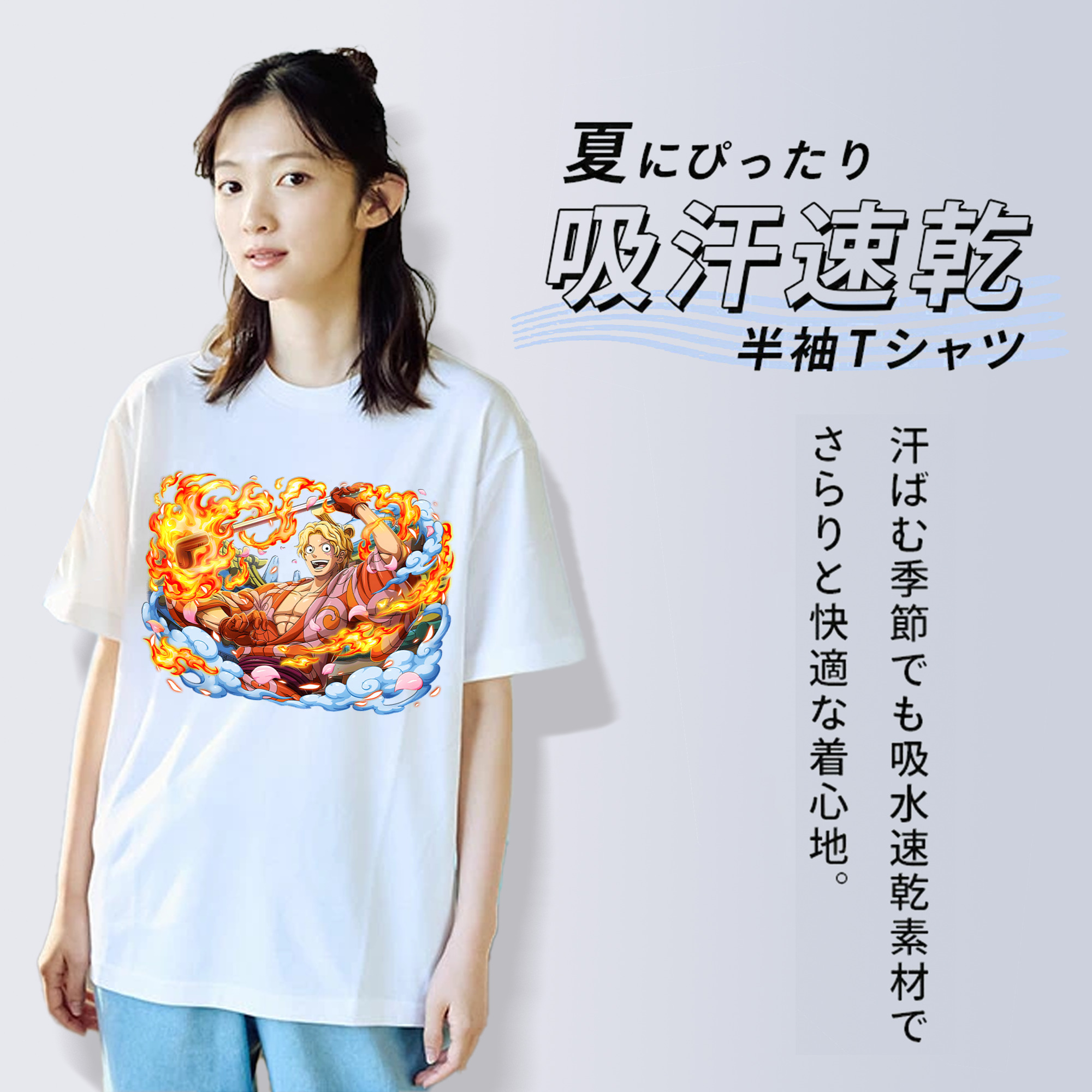 ワンピース サンジ ONE PIECE Sanji レディースカジュアルプリントTシャツ（綿100％）