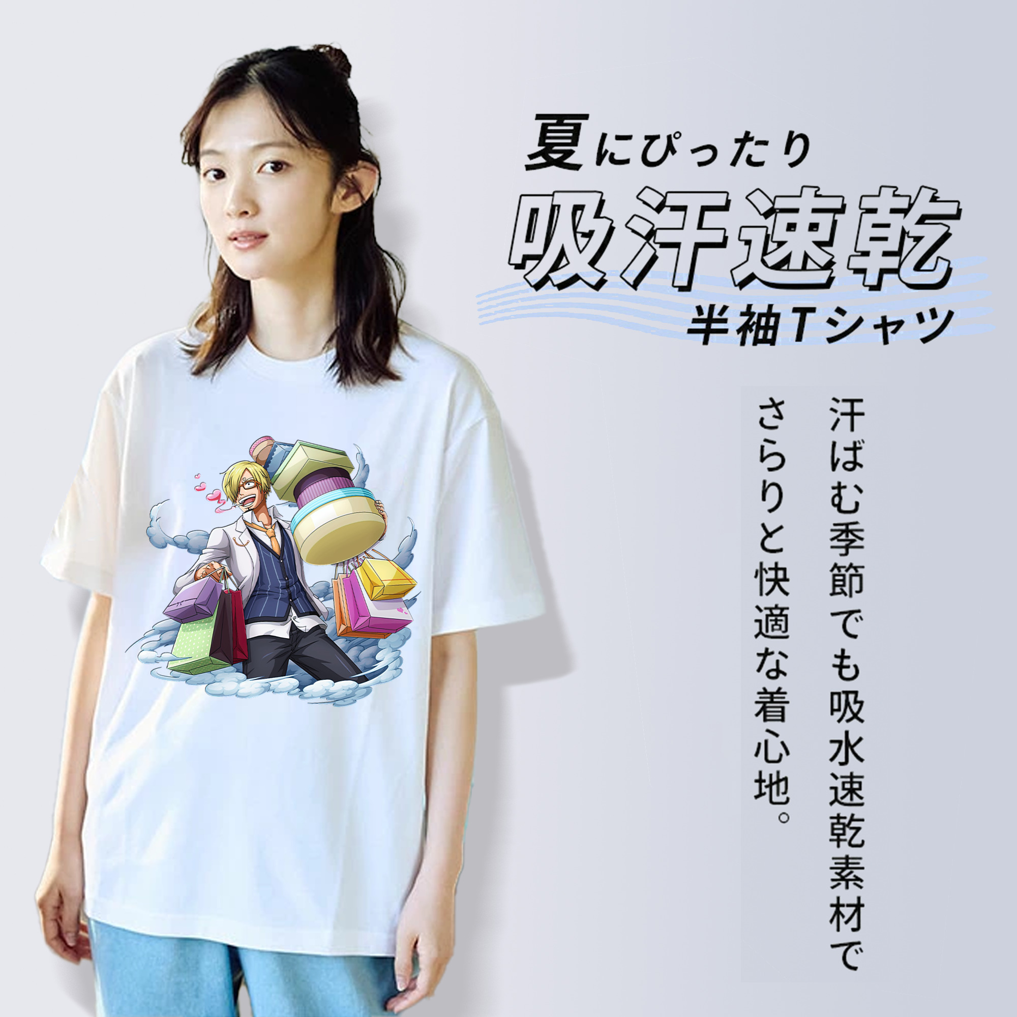 ワンピース サンジ ONE PIECE Sanji レディースカジュアルプリントTシャツ（綿100％）