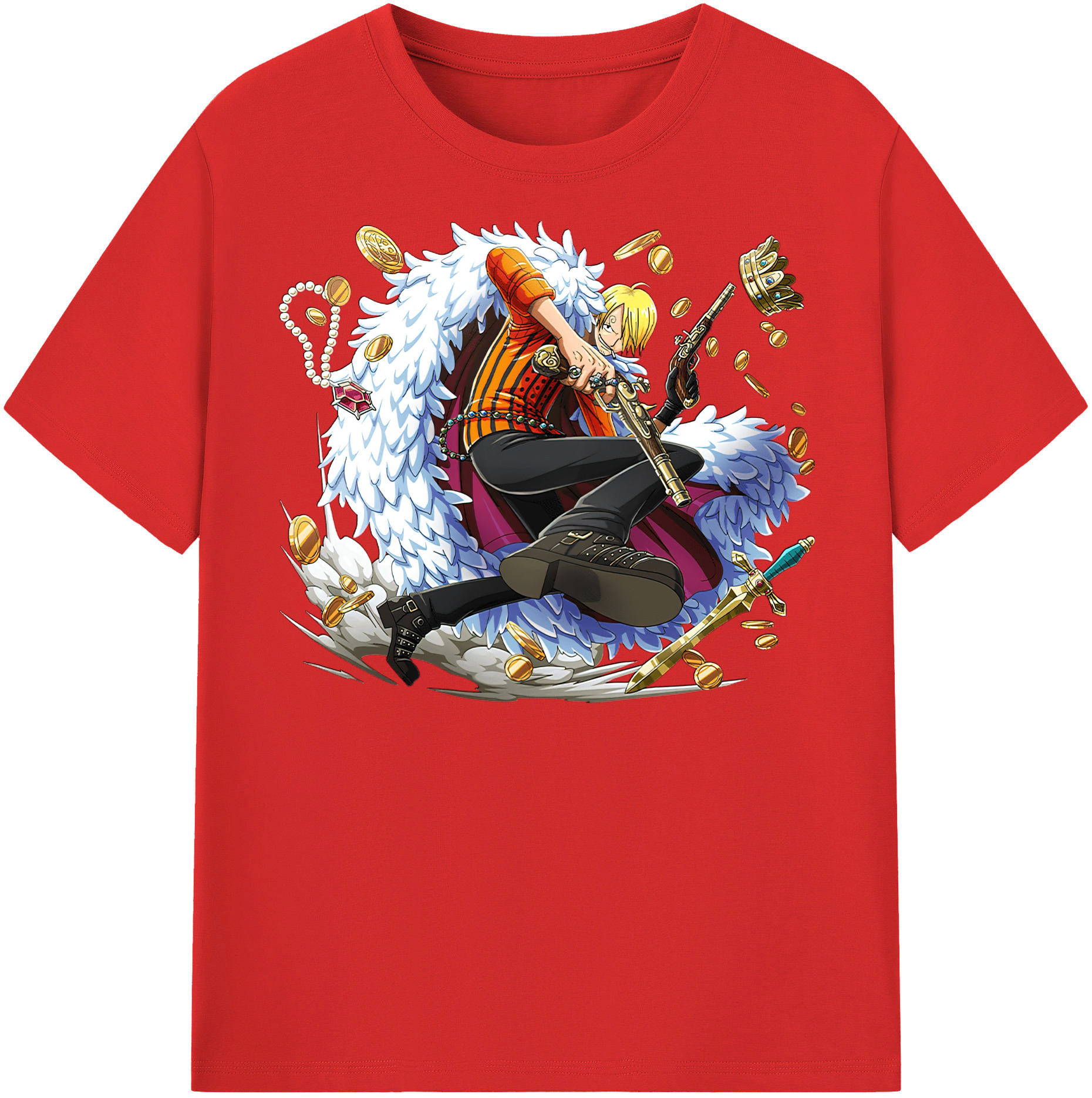 （画像用） ワンピース サンジ ONE PIECE Sanji レディースカジュアルプリントTシャツ（綿100％）
