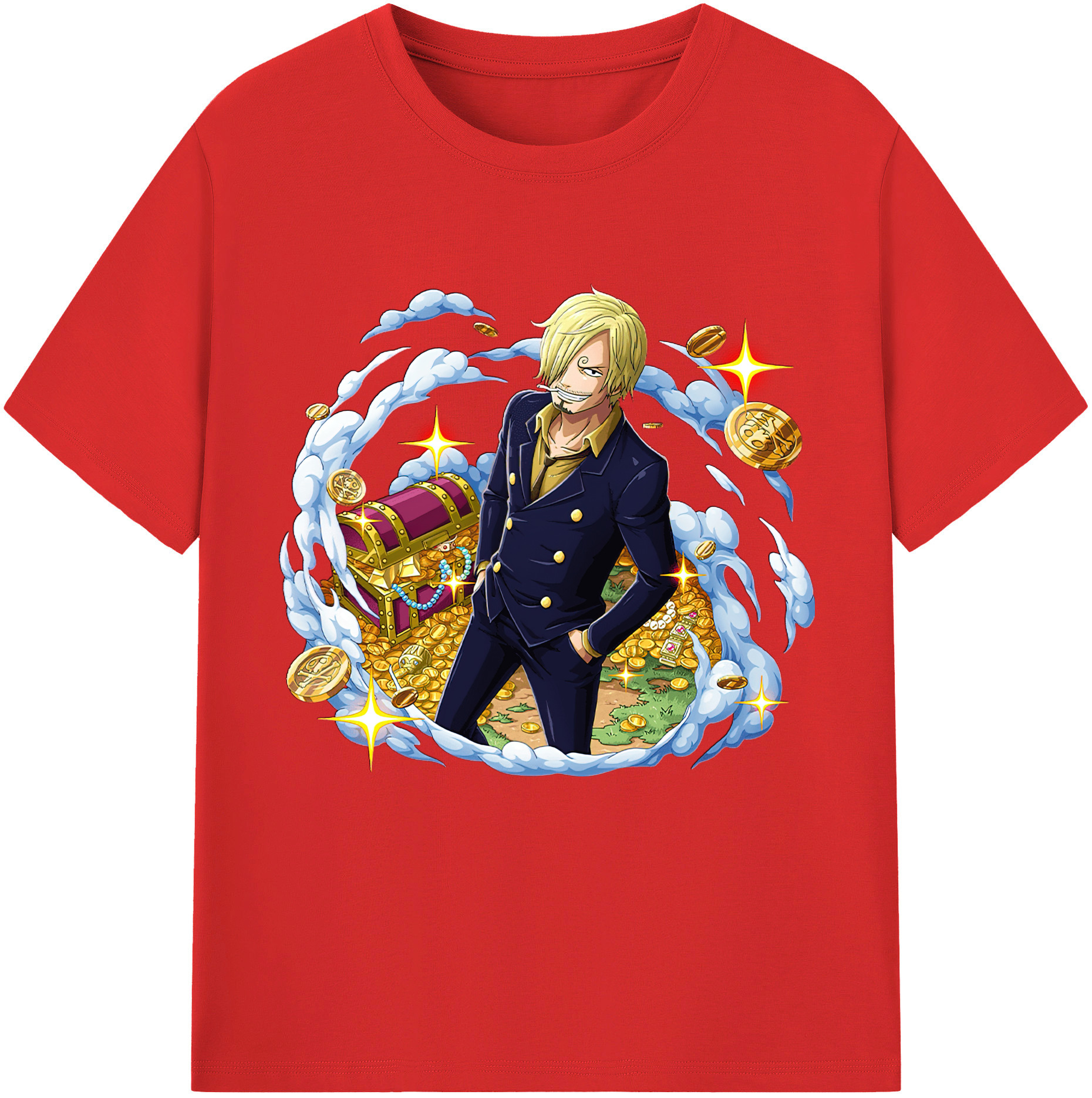 （画像用） ワンピース サンジ ONE PIECE Sanji レディースカジュアルプリントTシャツ（綿100％）