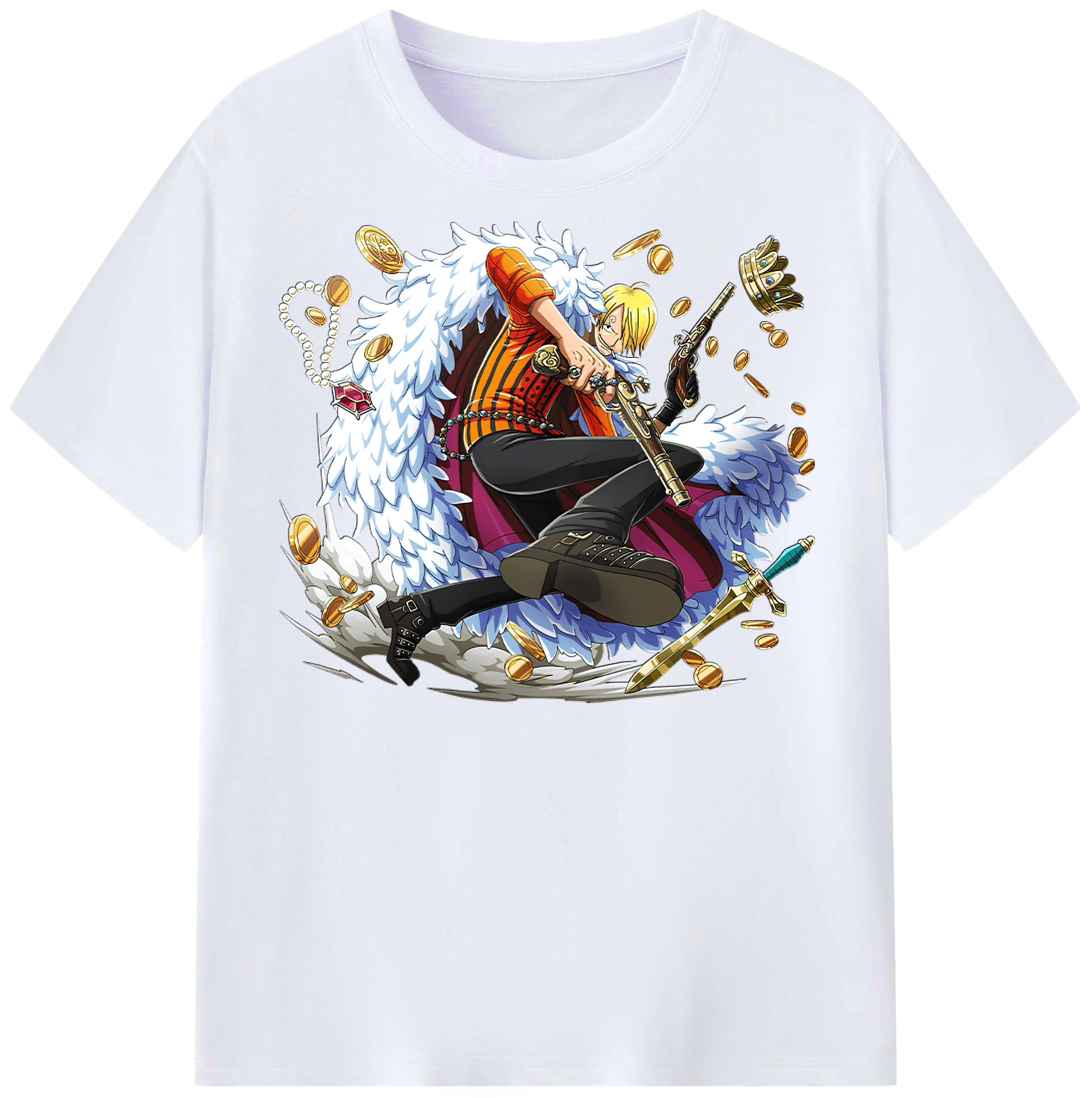 （画像用） ワンピース サンジ ONE PIECE Sanji レディースカジュアルプリントTシャツ（綿100％）