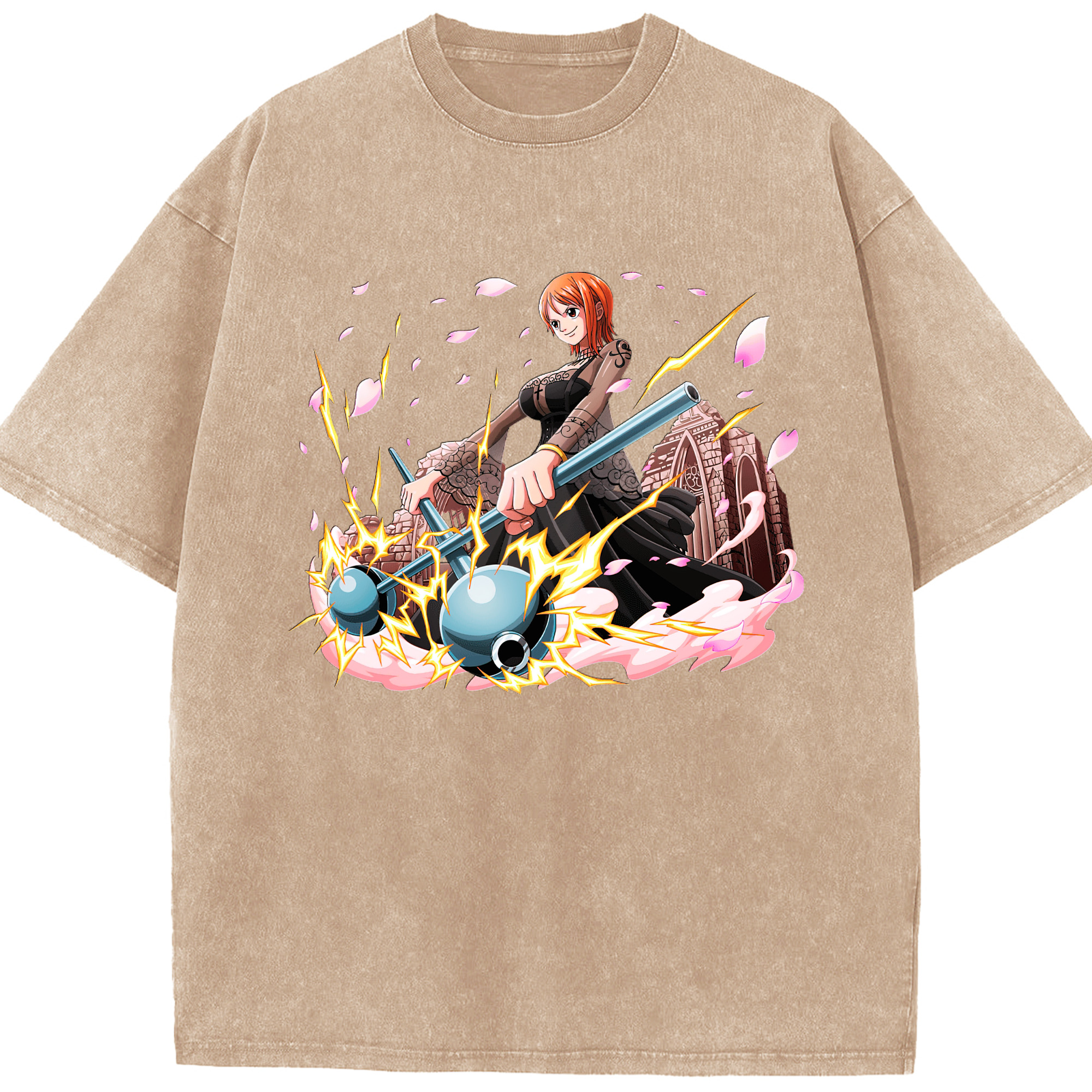 ワンピース ナミ ONE PIECE Nami 綿100% ヴィンテージ風 半袖Tシャツ（フロントプリント）