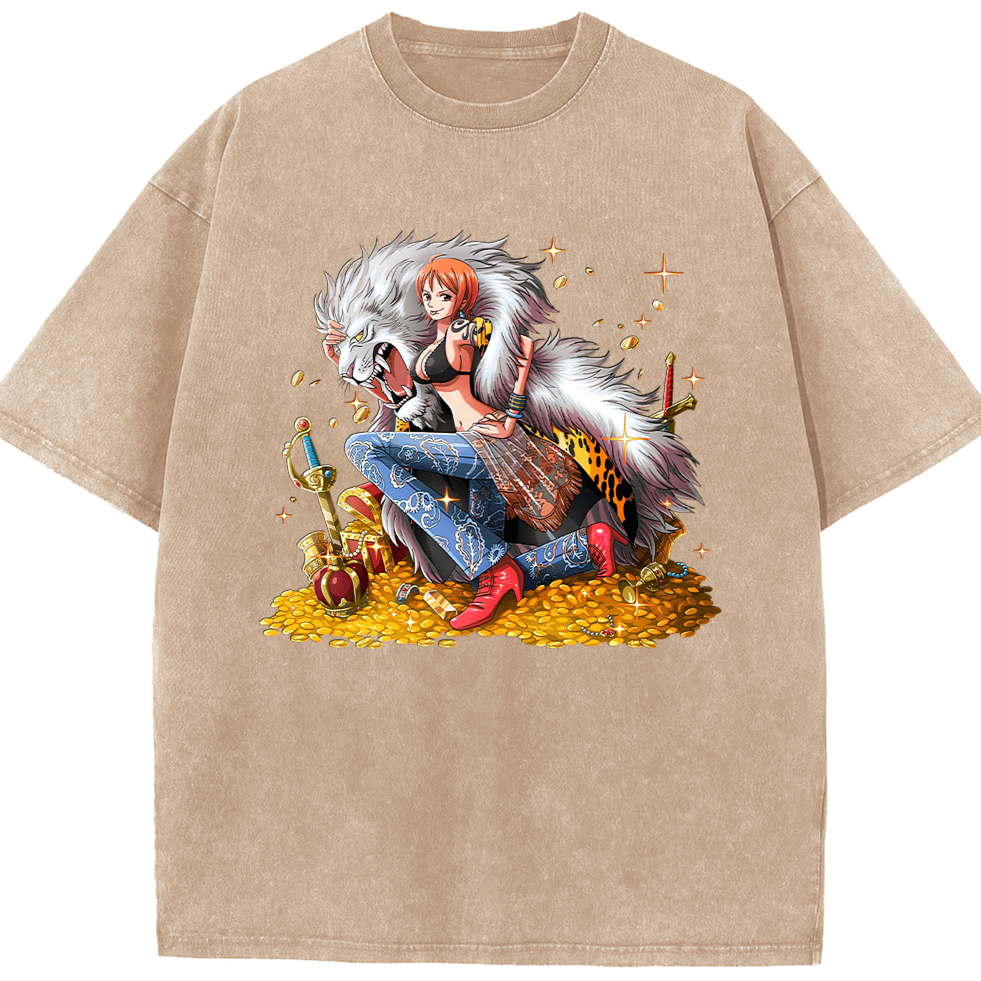 ワンピース ナミ ONE PIECE Nami 綿100% ヴィンテージ風 半袖Tシャツ（フロントプリント）