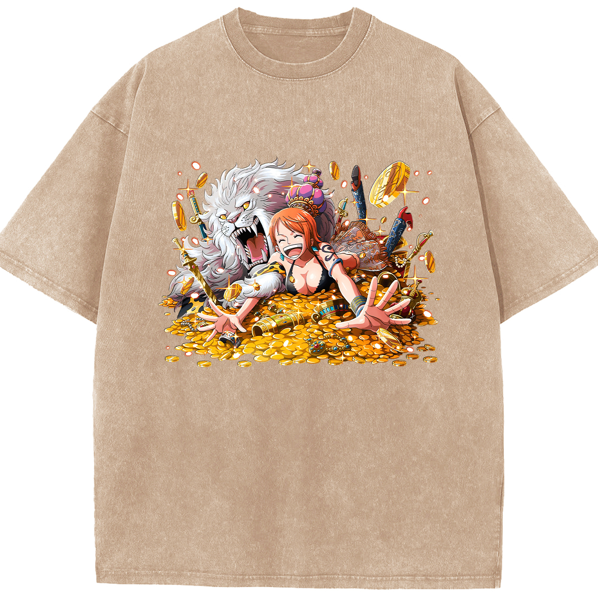 ワンピース ナミ ONE PIECE Nami 綿100% ヴィンテージ風 半袖Tシャツ（フロントプリント）