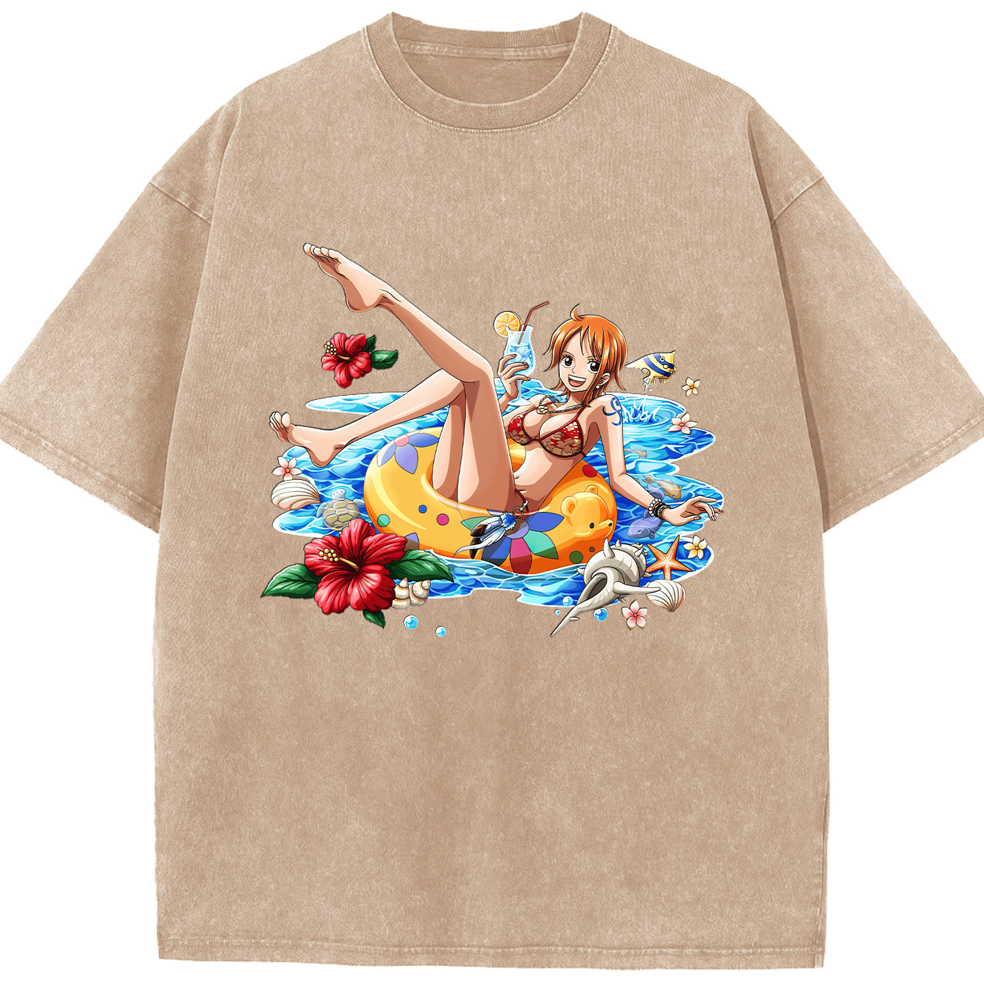 ワンピース ナミ ONE PIECE Nami 綿100% ヴィンテージ風 半袖Tシャツ（フロントプリント）