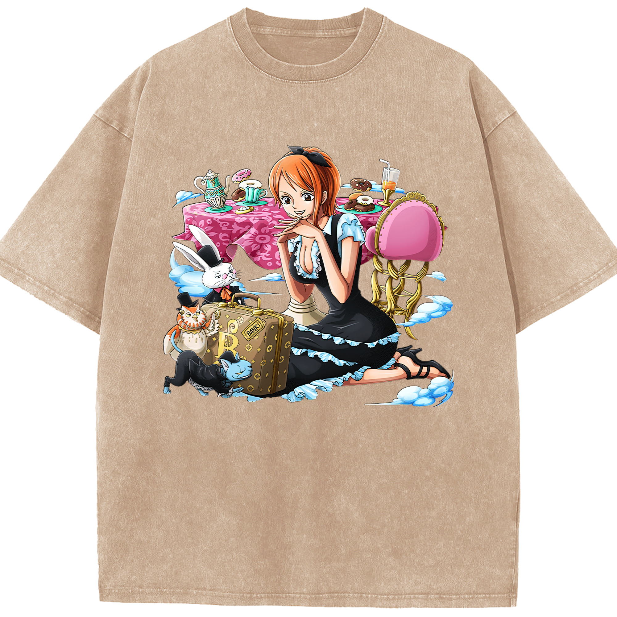 ワンピース ナミ ONE PIECE Nami 綿100% ヴィンテージ風 半袖Tシャツ（フロントプリント）