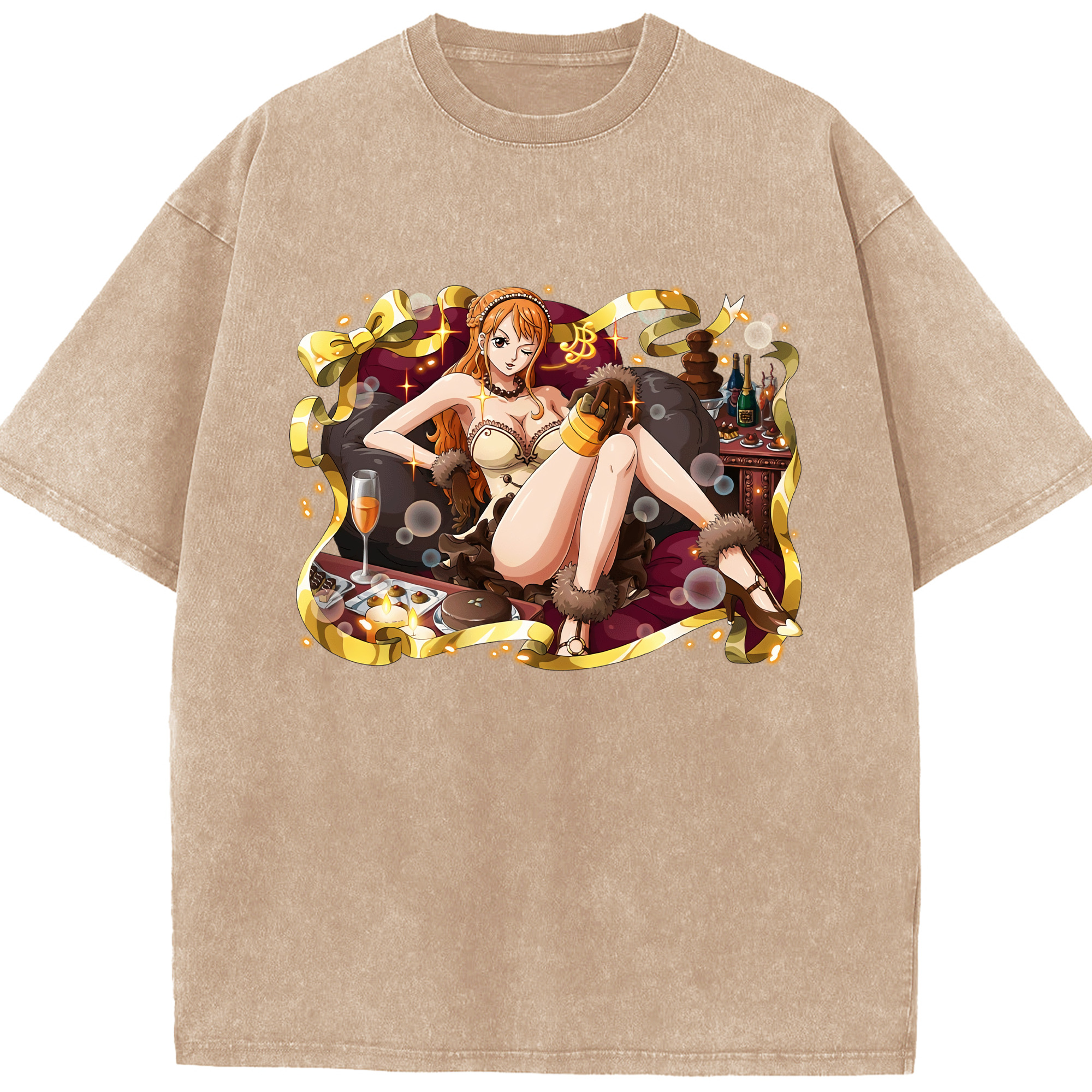 ワンピース ナミ ONE PIECE Nami 綿100% ヴィンテージ風 半袖Tシャツ（フロントプリント）
