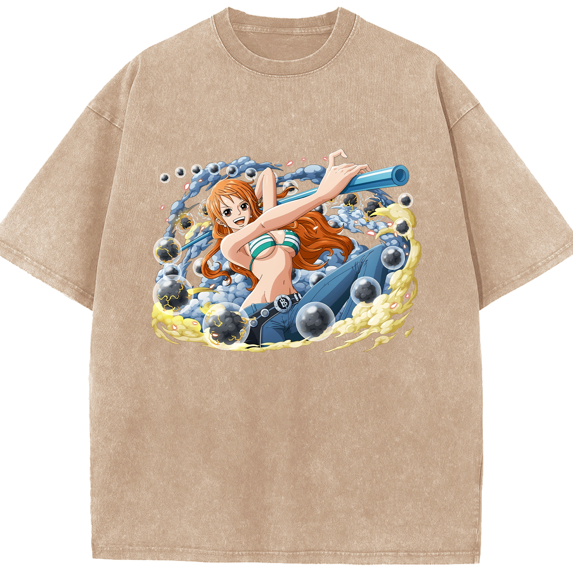 ワンピース ナミ ONE PIECE Nami 綿100% ヴィンテージ風 半袖Tシャツ（フロントプリント）