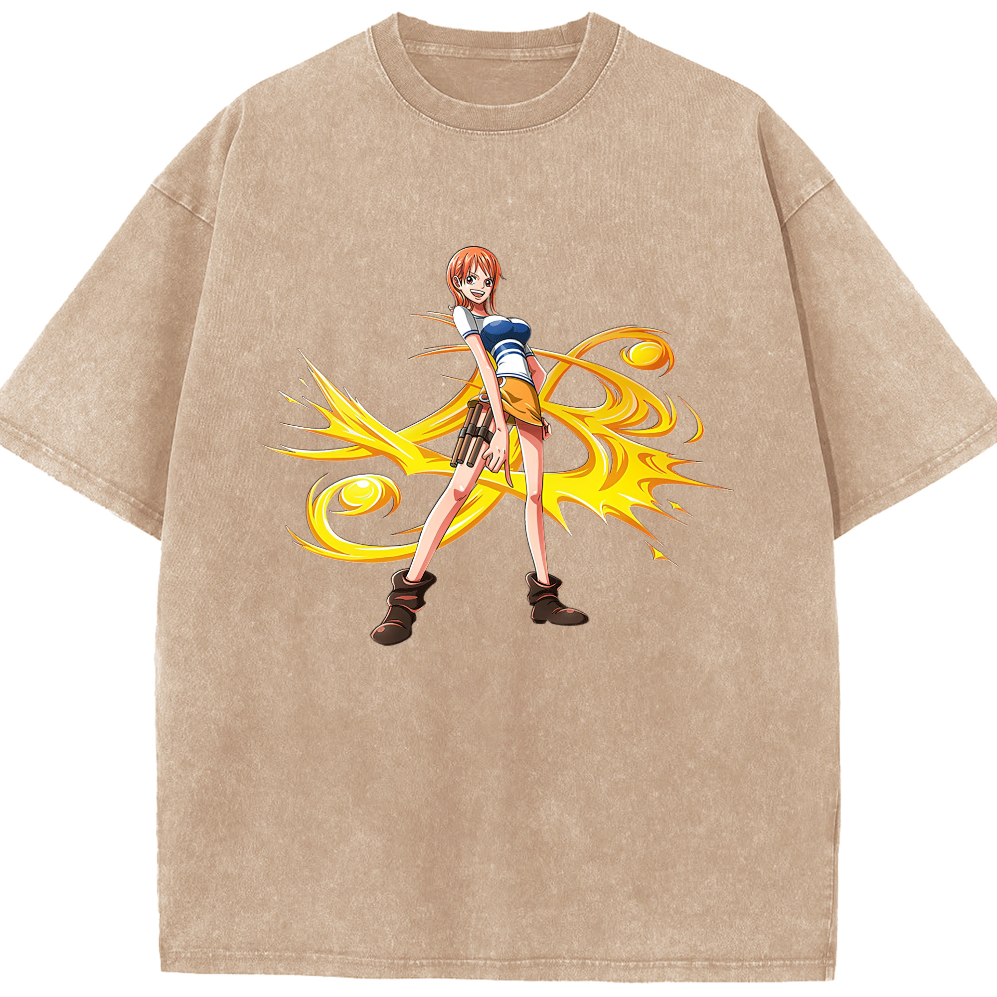 ワンピース ナミ ONE PIECE Nami 綿100% ヴィンテージ風 半袖Tシャツ（フロントプリント）