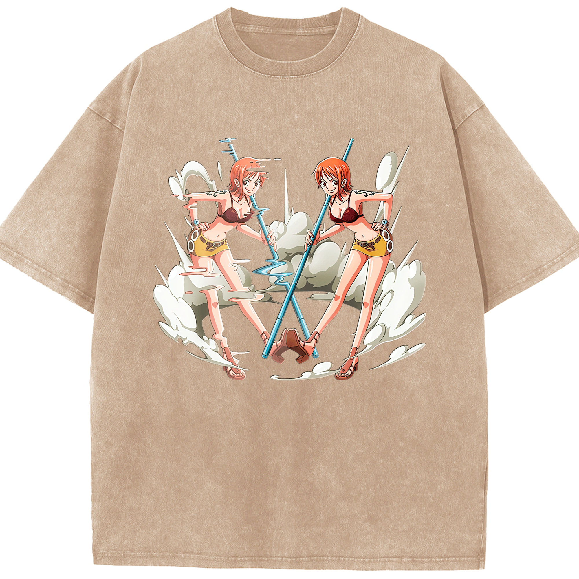 ワンピース ナミ ONE PIECE Nami 綿100% ヴィンテージ風 半袖Tシャツ（フロントプリント）