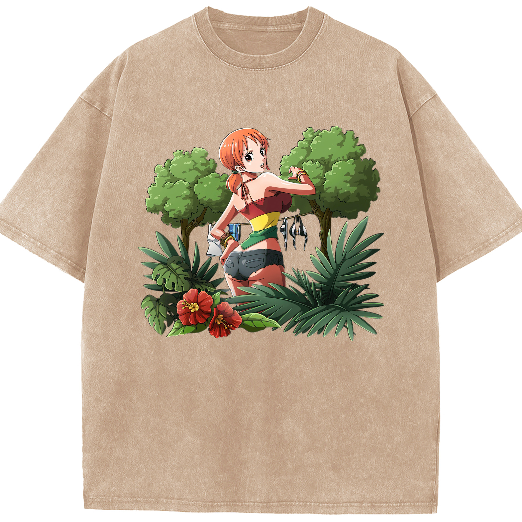 ワンピース ナミ ONE PIECE Nami 綿100% ヴィンテージ風 半袖Tシャツ（フロントプリント）
