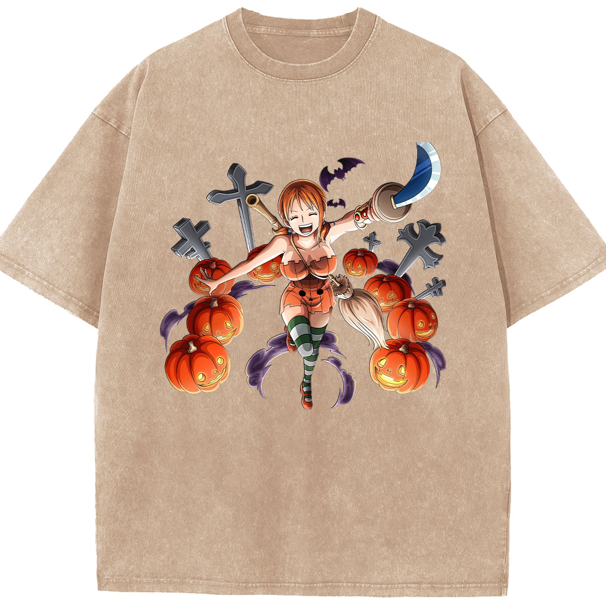 ワンピース ナミ ONE PIECE Nami 綿100% ヴィンテージ風 半袖Tシャツ（フロントプリント）