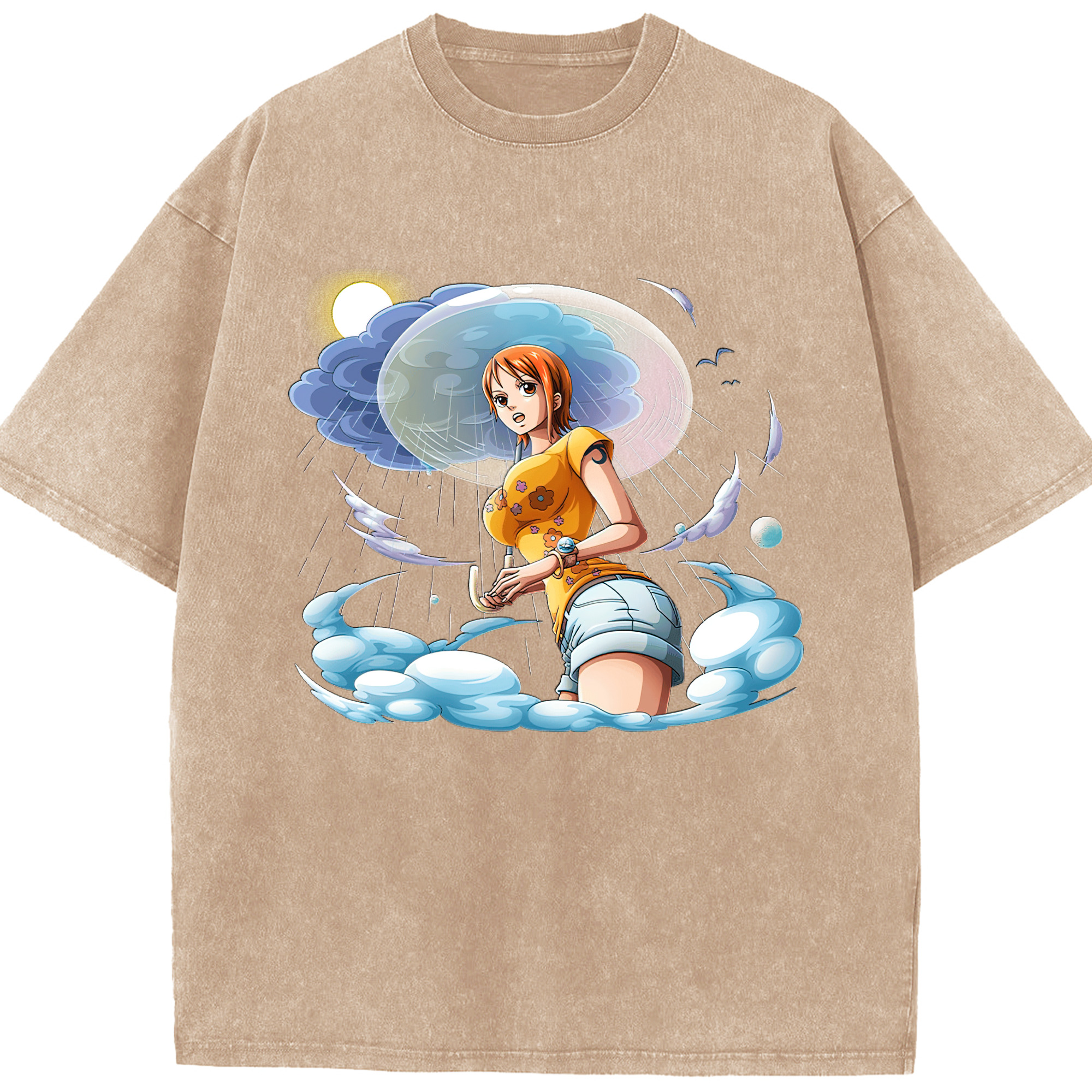ワンピース ナミ ONE PIECE Nami 綿100% ヴィンテージ風 半袖Tシャツ（フロントプリント）