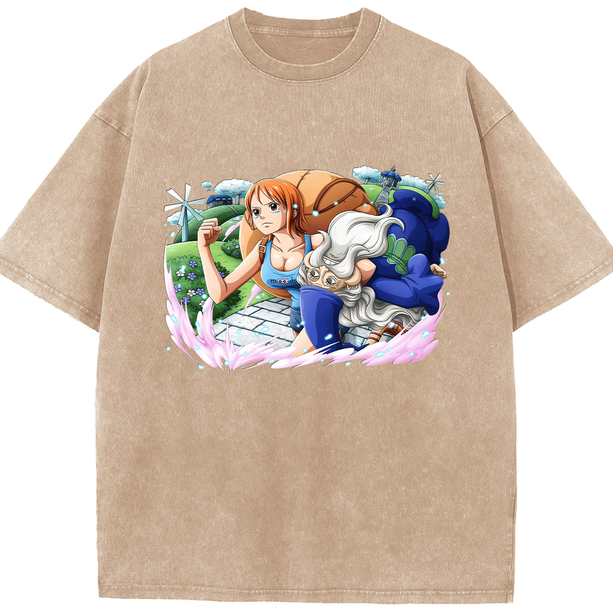 ワンピース ナミ ONE PIECE Nami 綿100% ヴィンテージ風 半袖Tシャツ（フロントプリント）
