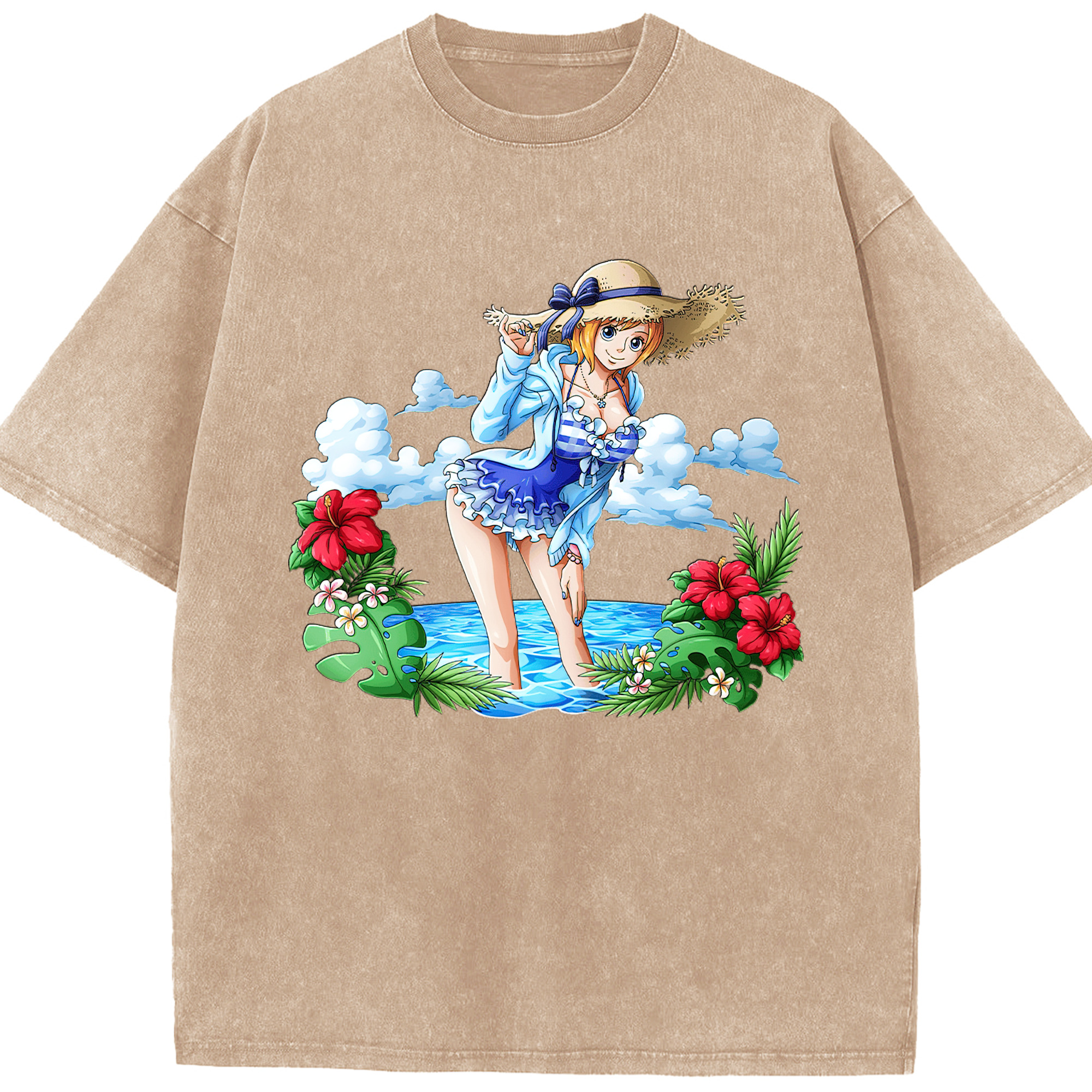 ワンピース ナミ ONE PIECE Nami 綿100% ヴィンテージ風 半袖Tシャツ（フロントプリント）